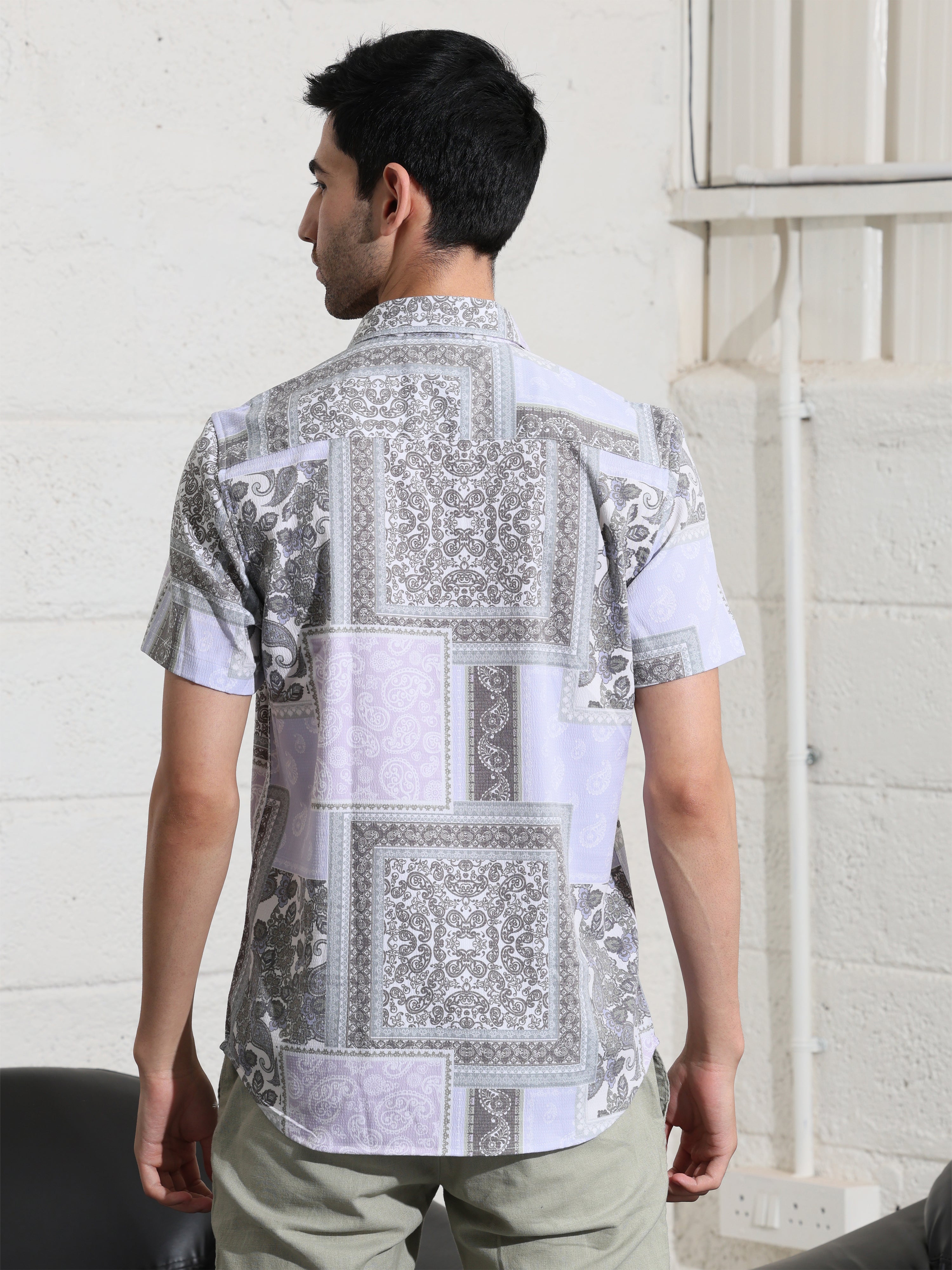 LT Olive Half sleeve printed shirts