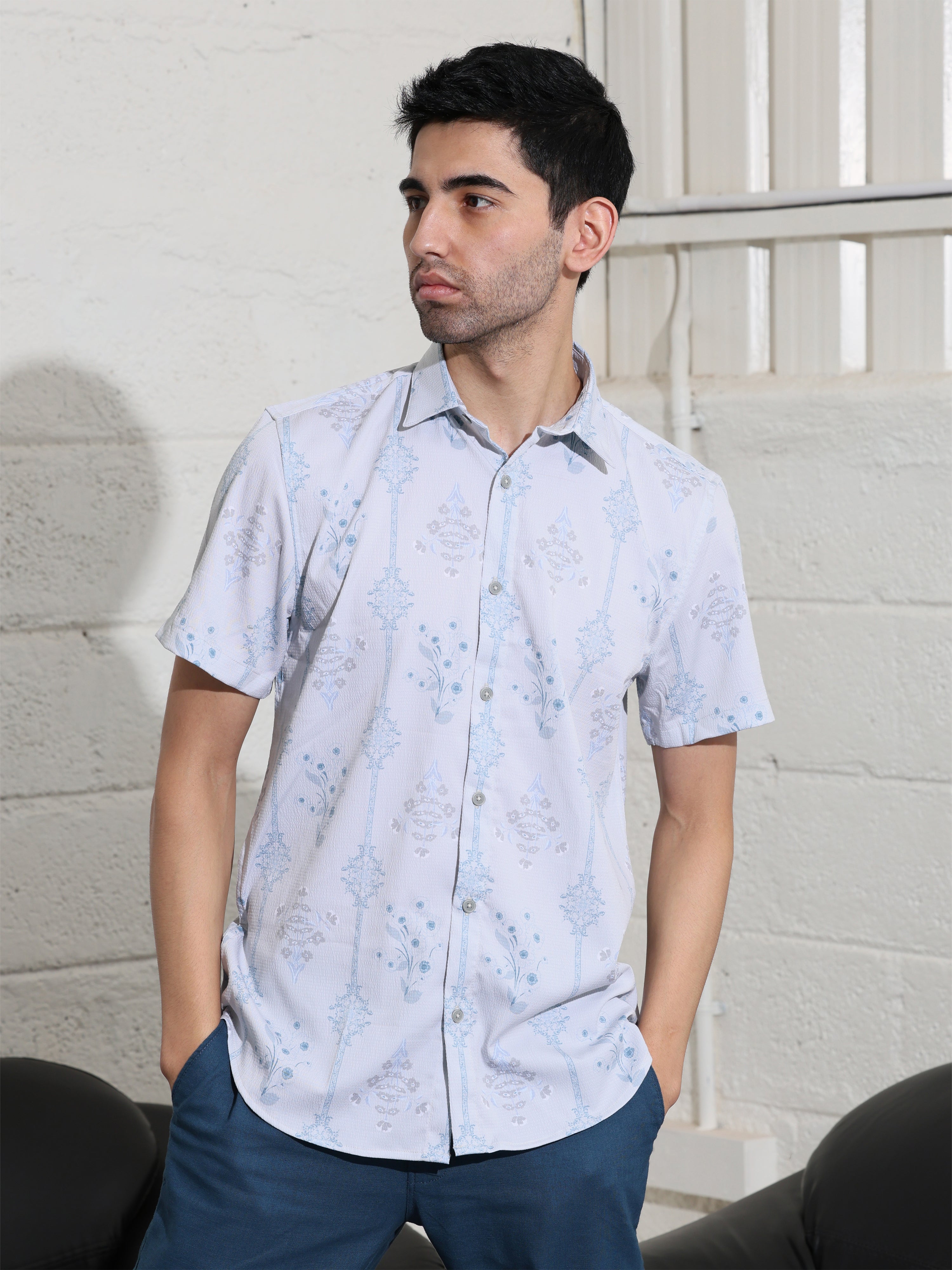 Grey owl Half sleeve printed shirts