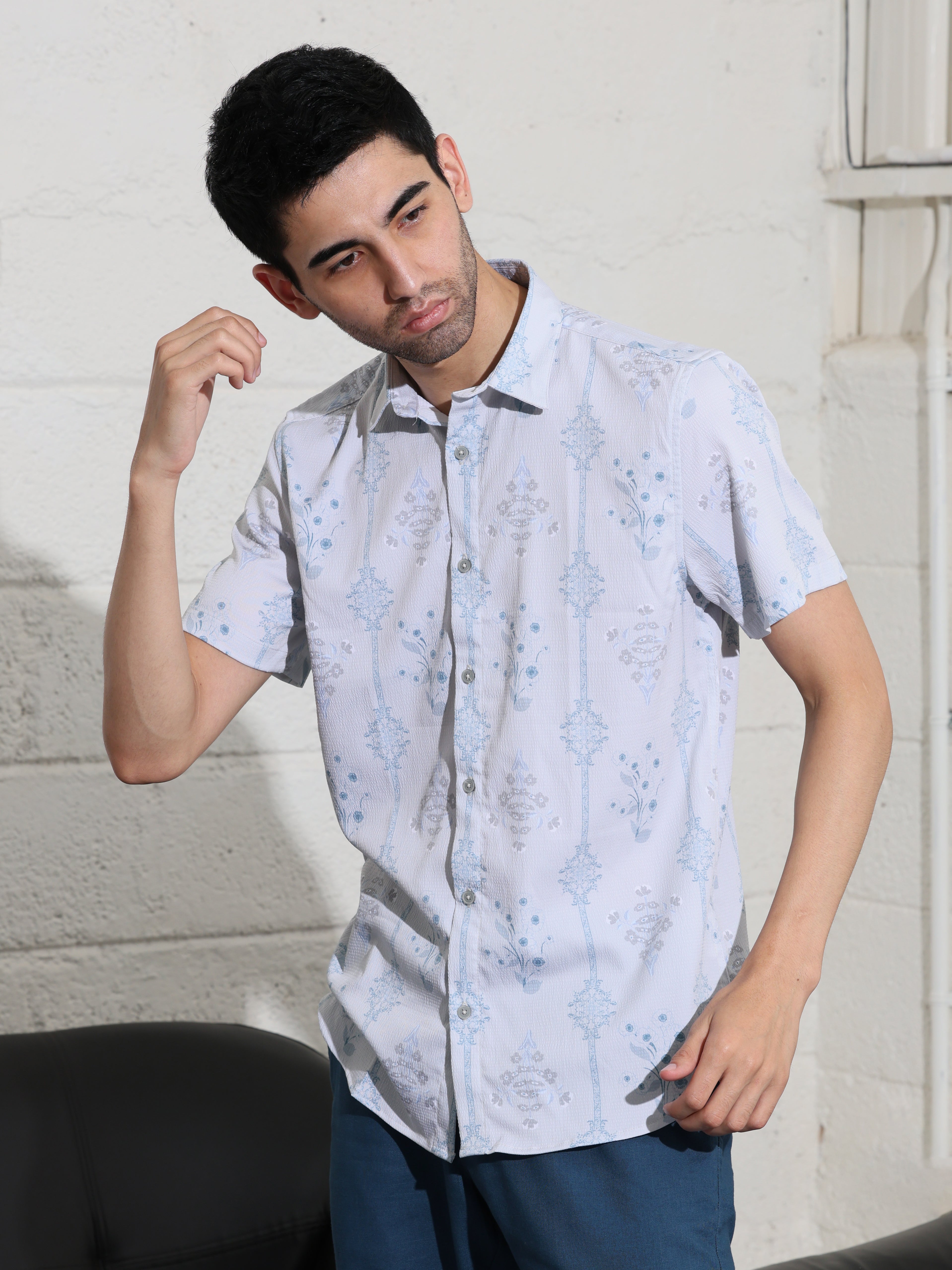 Grey owl Half sleeve printed shirts
