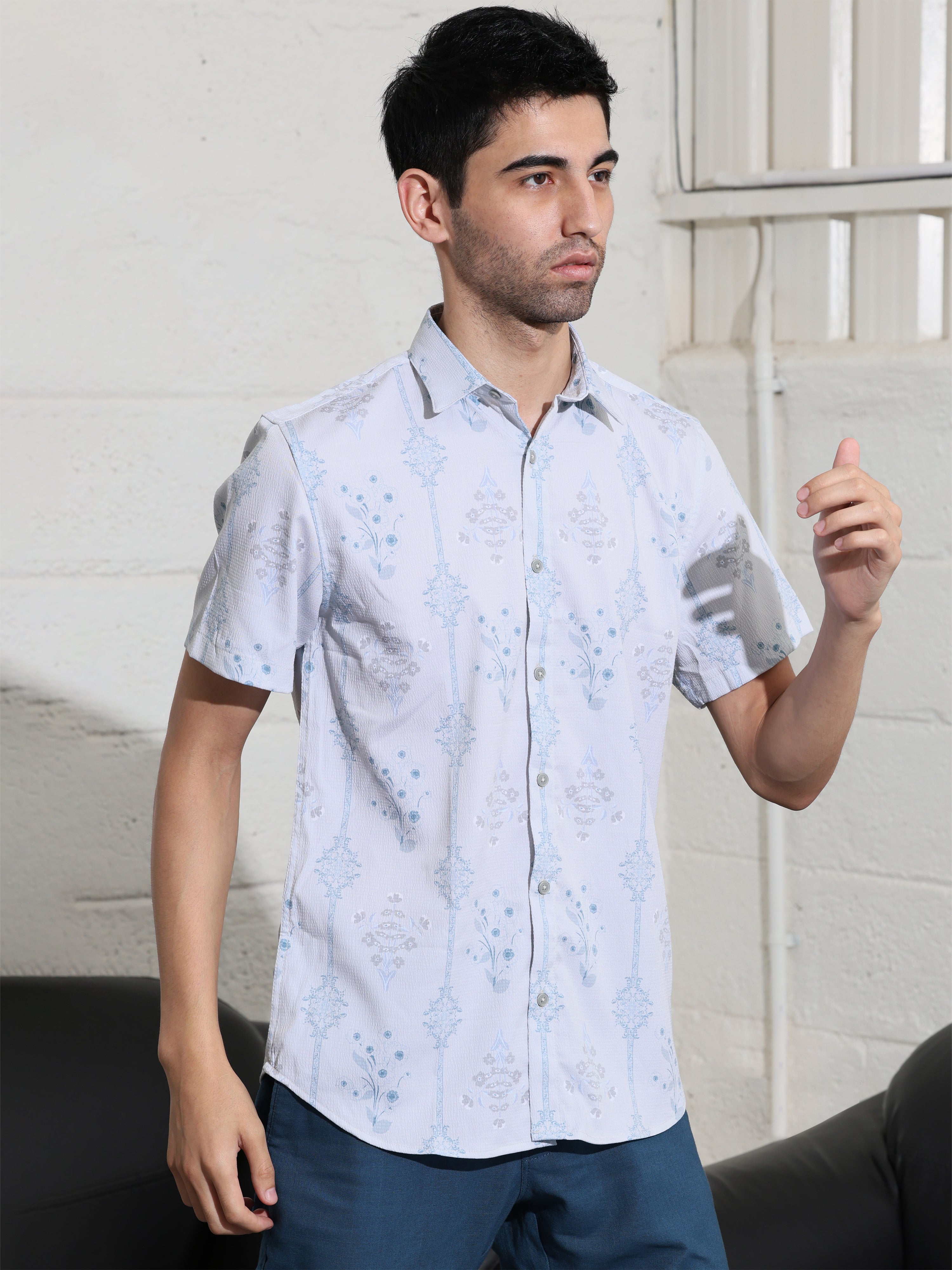 Grey owl Half sleeve printed shirts