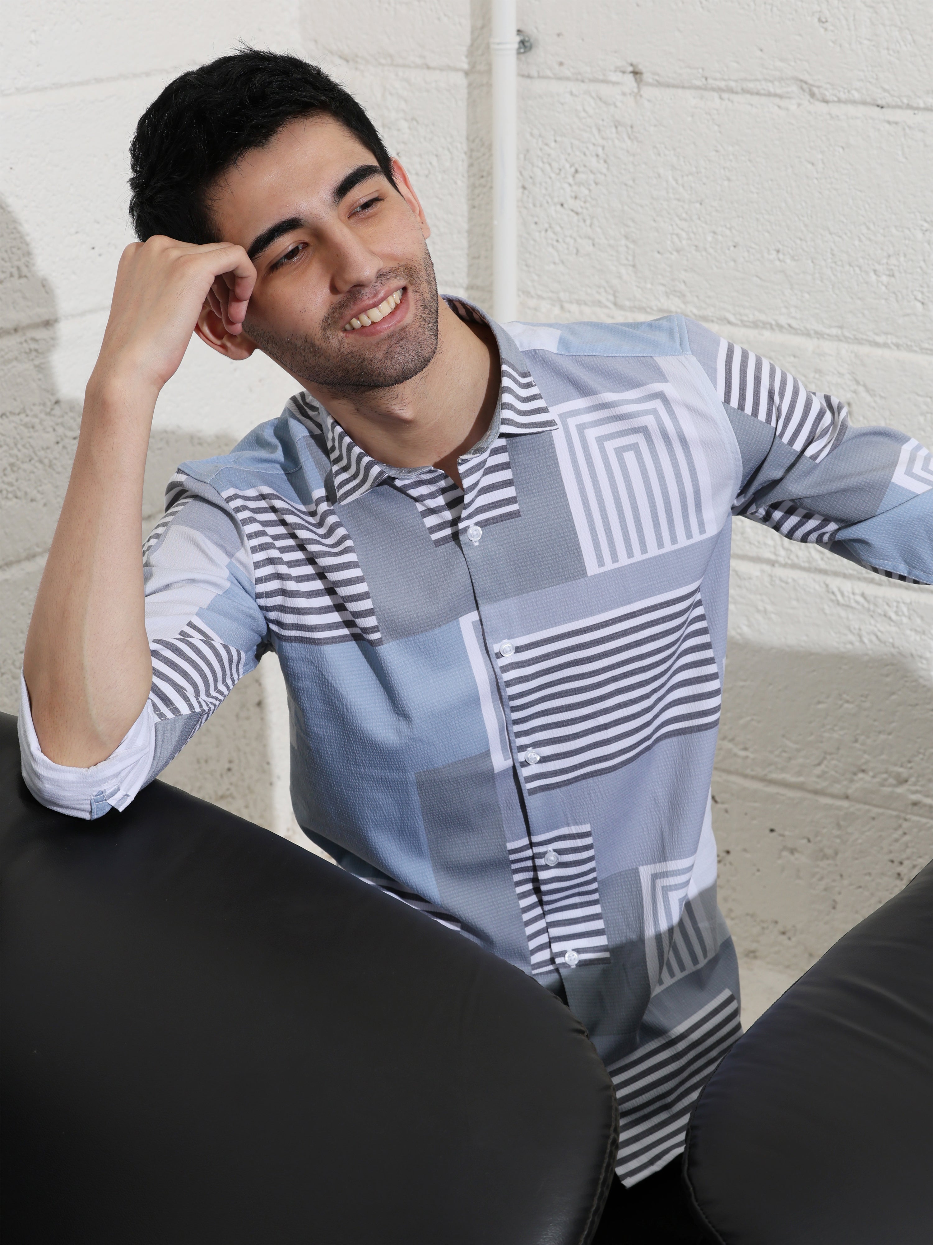 Mens LT grey Slim fit Shirts - Address