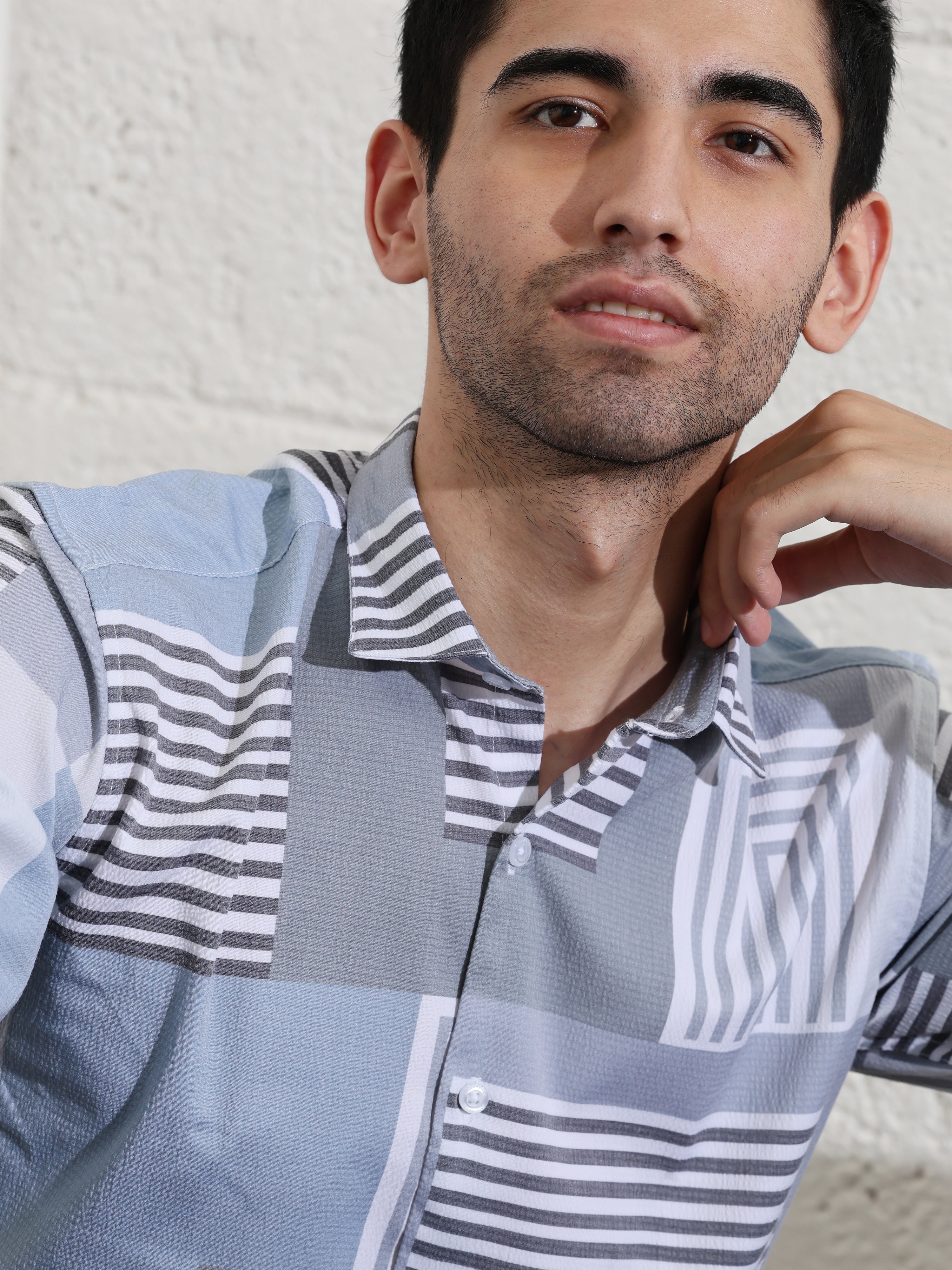 Mens LT grey Slim fit Shirts - Address