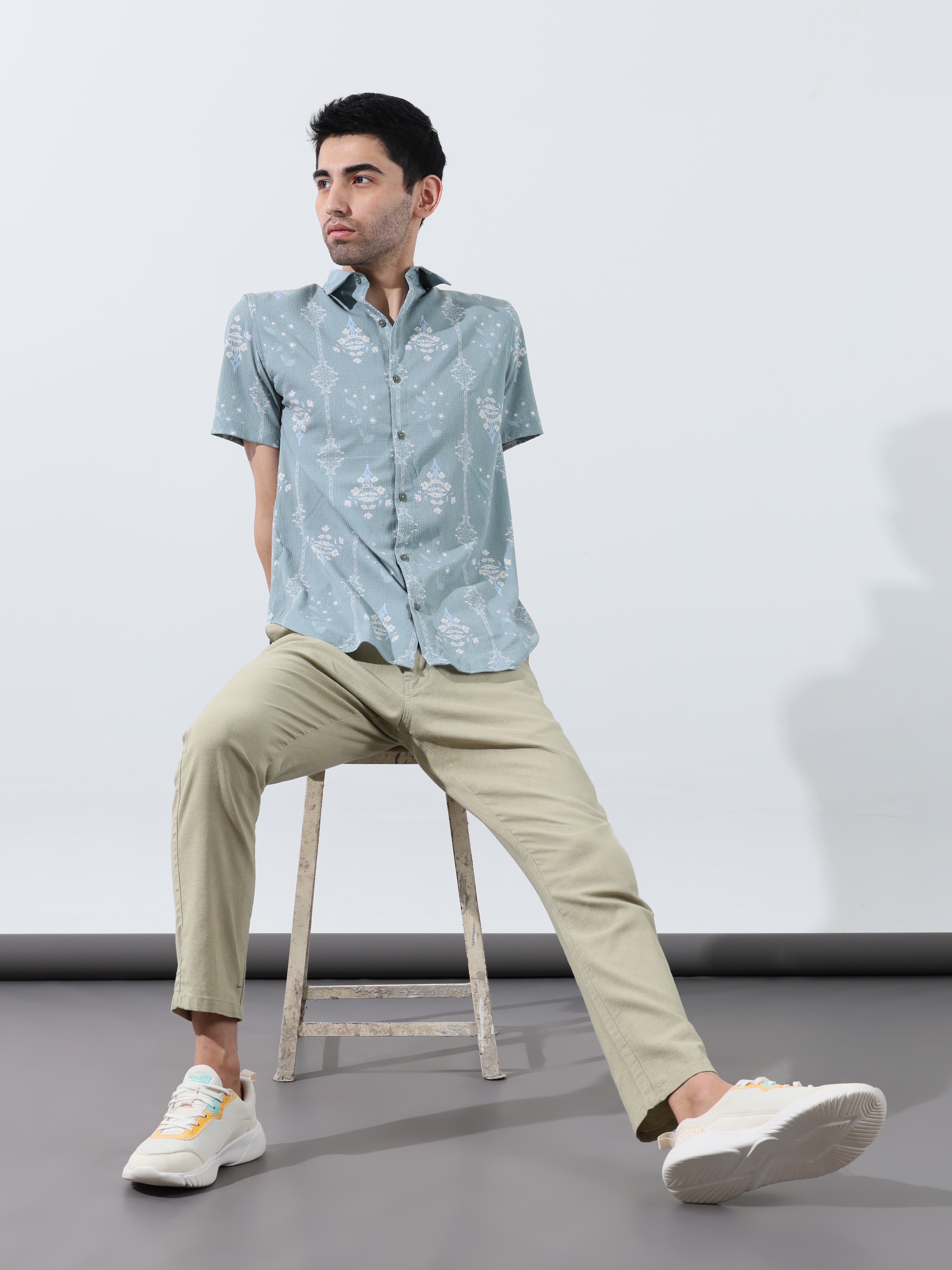 Mens Seamist green half sleeve shirts - Address
