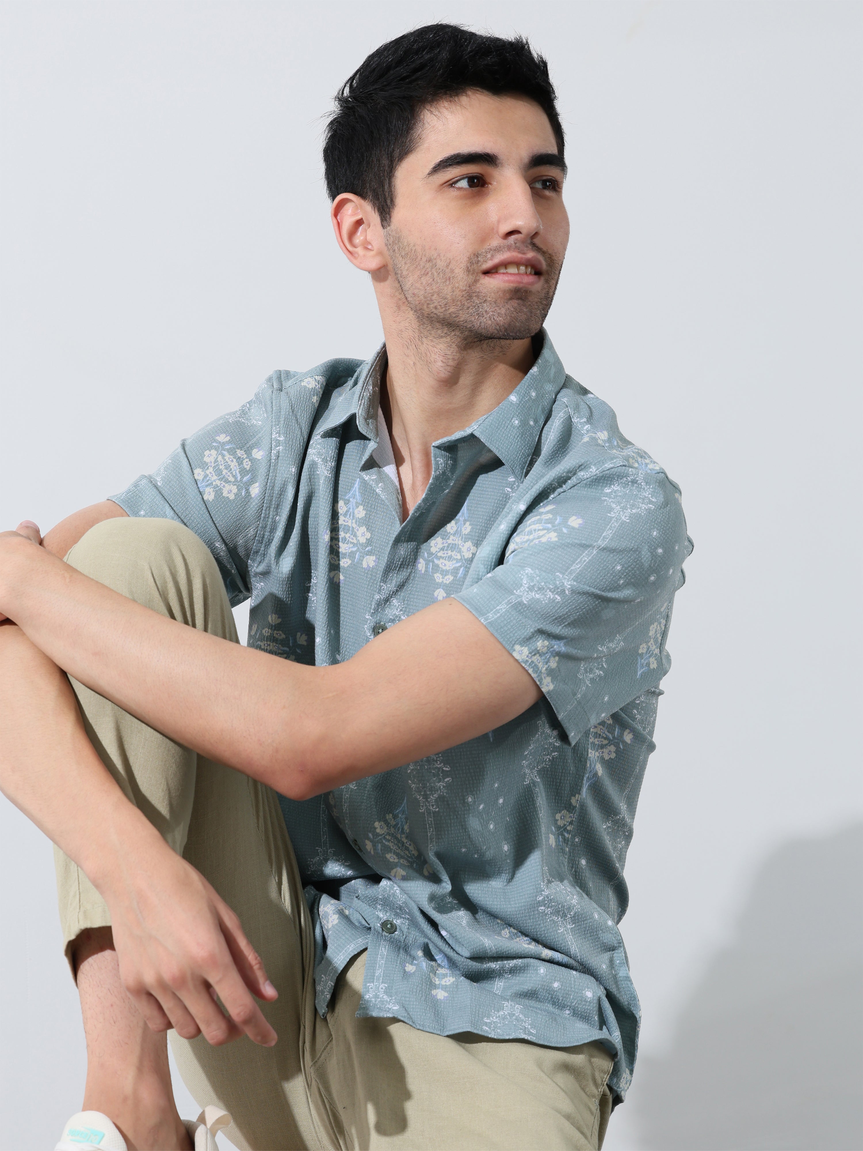Mens Seamist green half sleeve shirts - Address