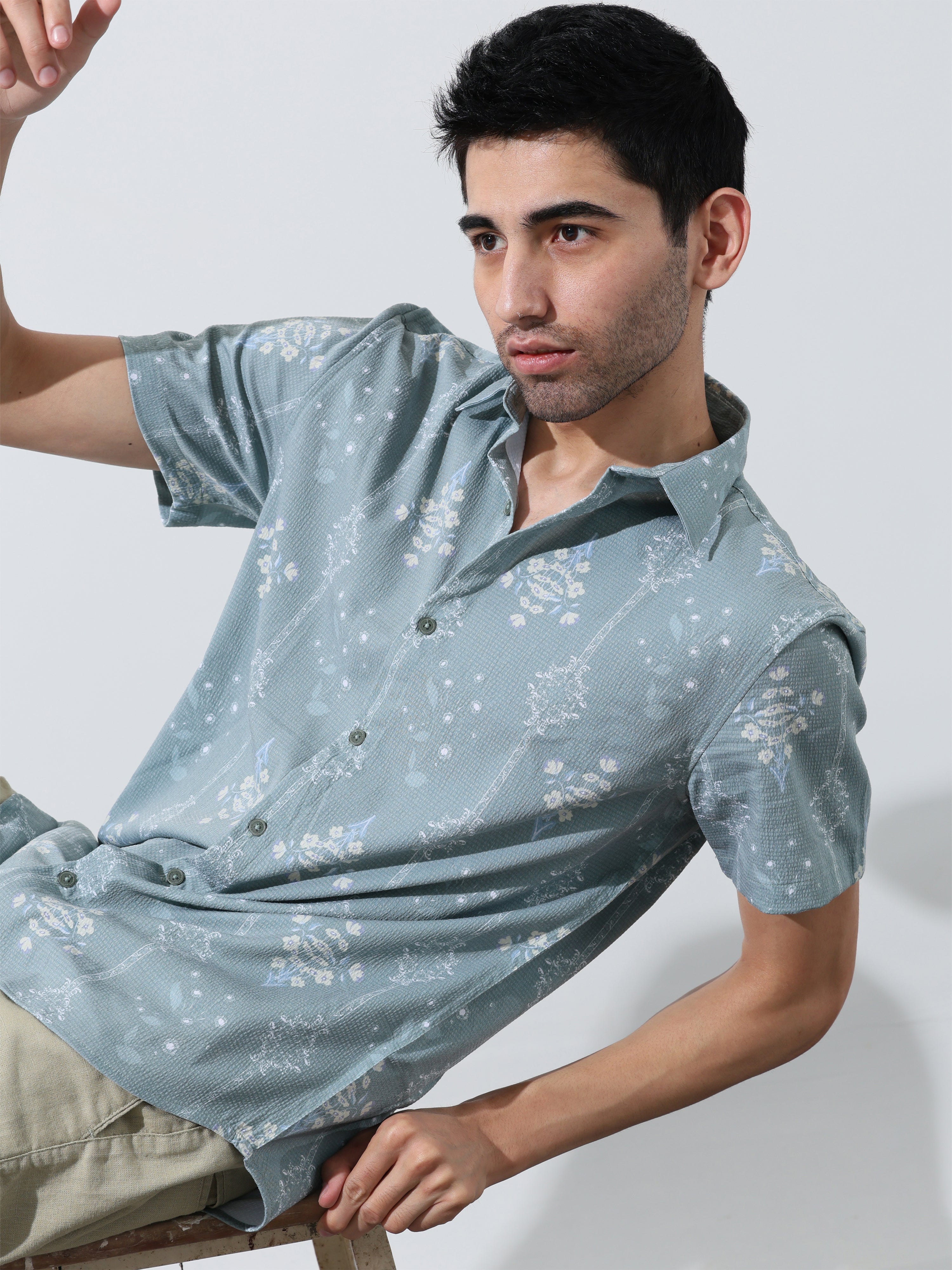 Mens Seamist green half sleeve shirts - Address