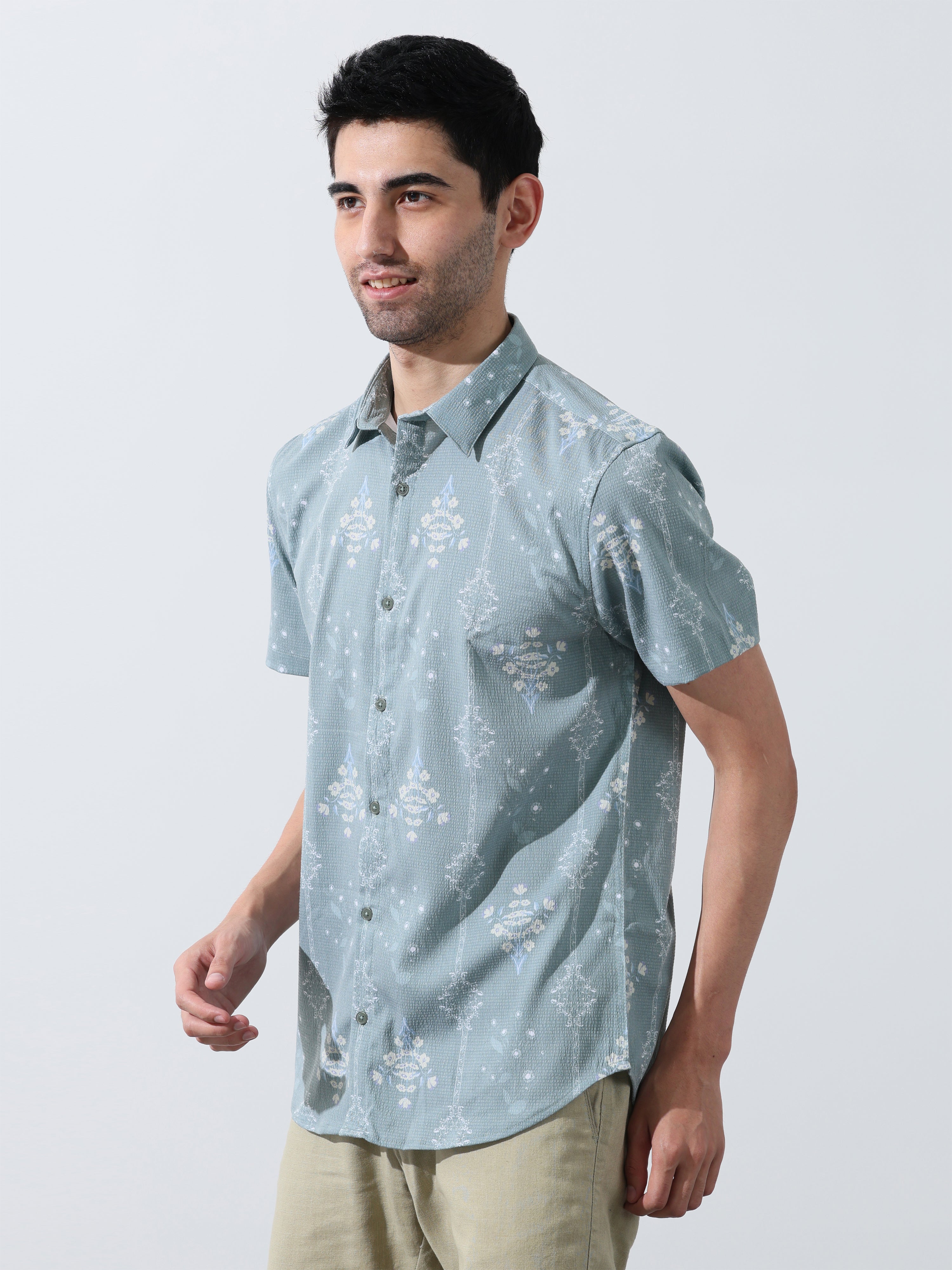 Mens Seamist green half sleeve shirts - Address