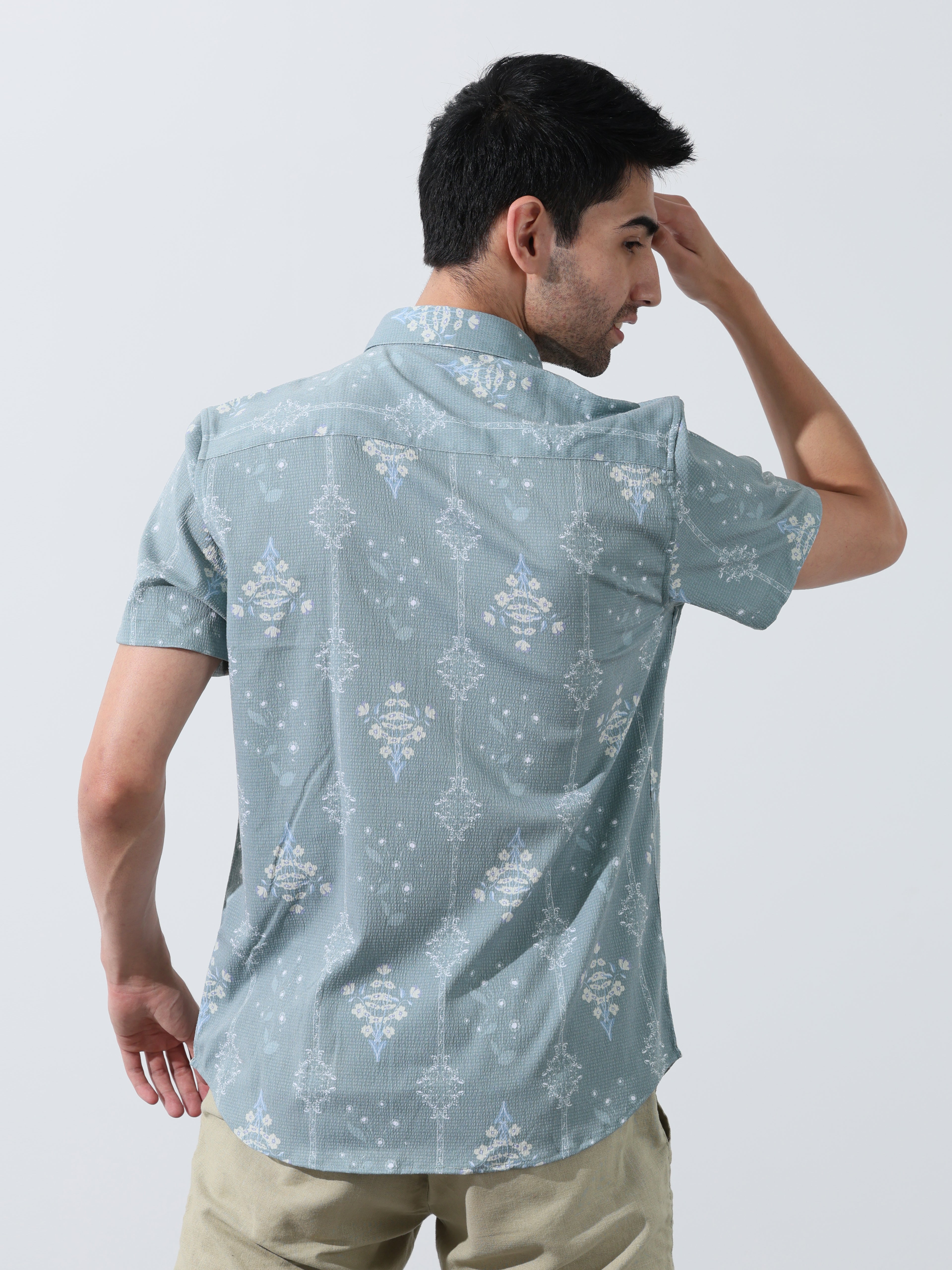 Mens Seamist green half sleeve shirts - Address