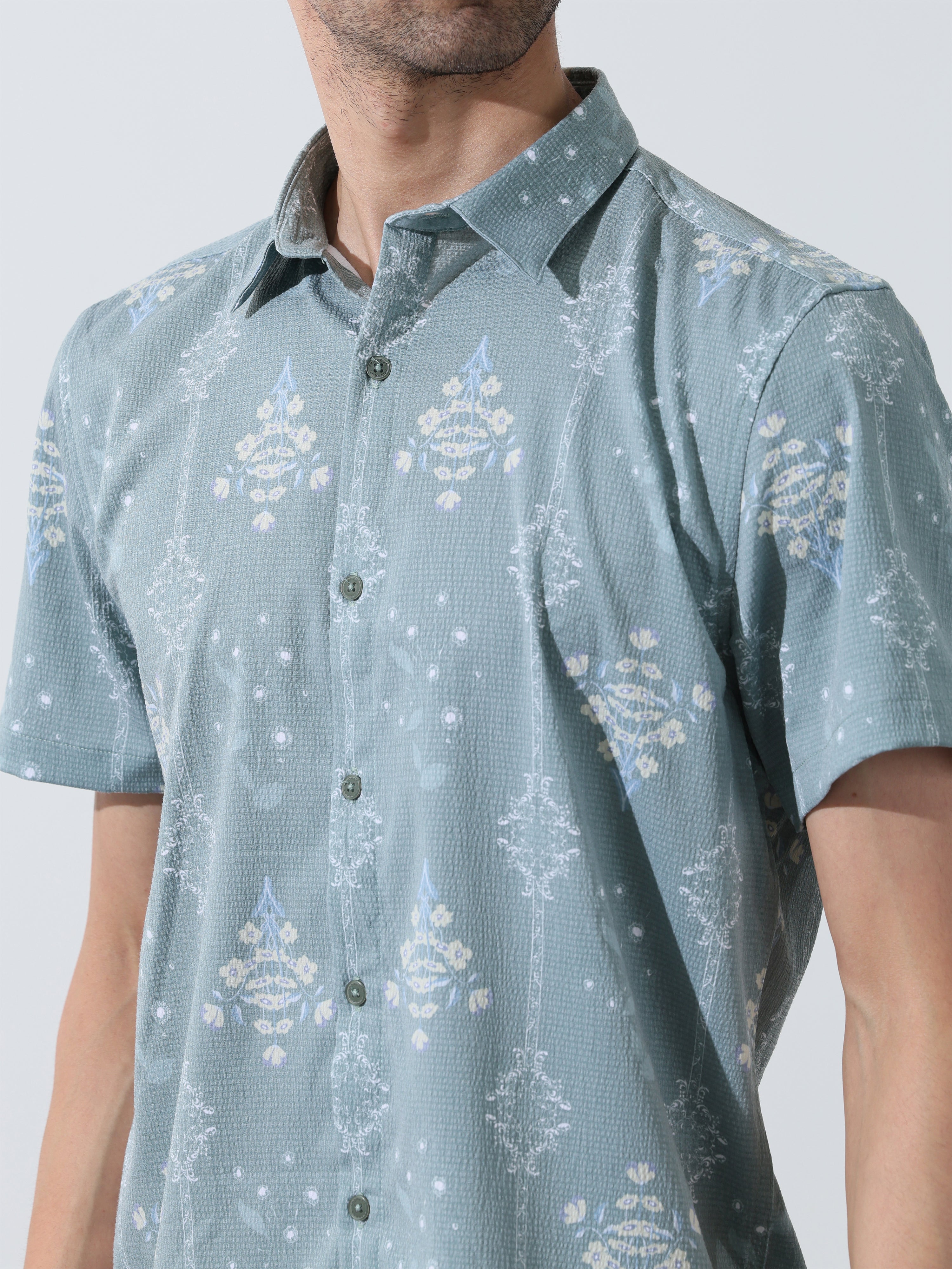 Mens Seamist green half sleeve shirts - Address