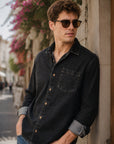 Relaxed Fit Black Denim Shirt