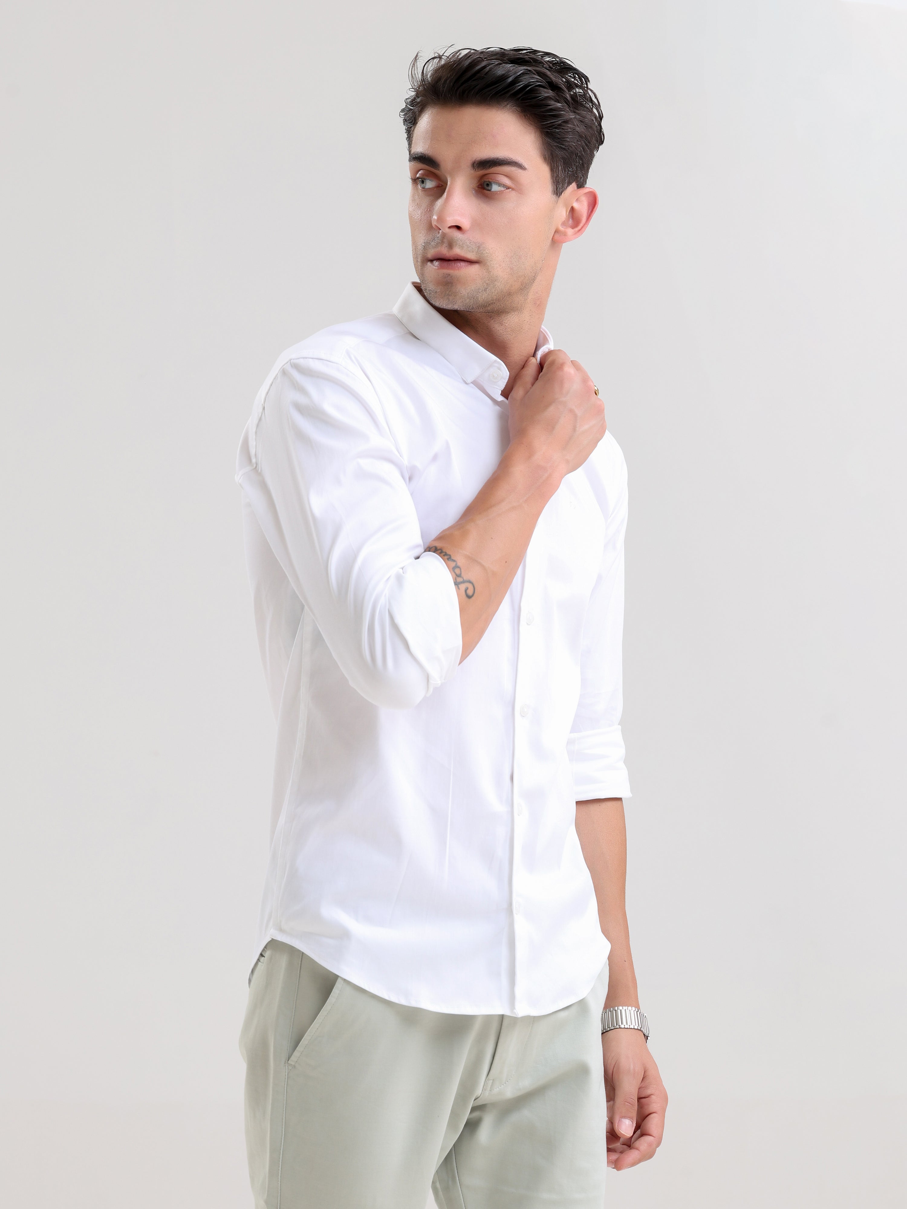 Alabaster Charm Slim-Fit Lycra Shirt