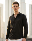 Slim Fit Black Full Sleeve Shirt