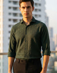 Tapered Fit Dark Green Full Sleeve Shirt
