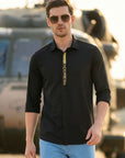 Slim Fit Black Foil Printed Shirt