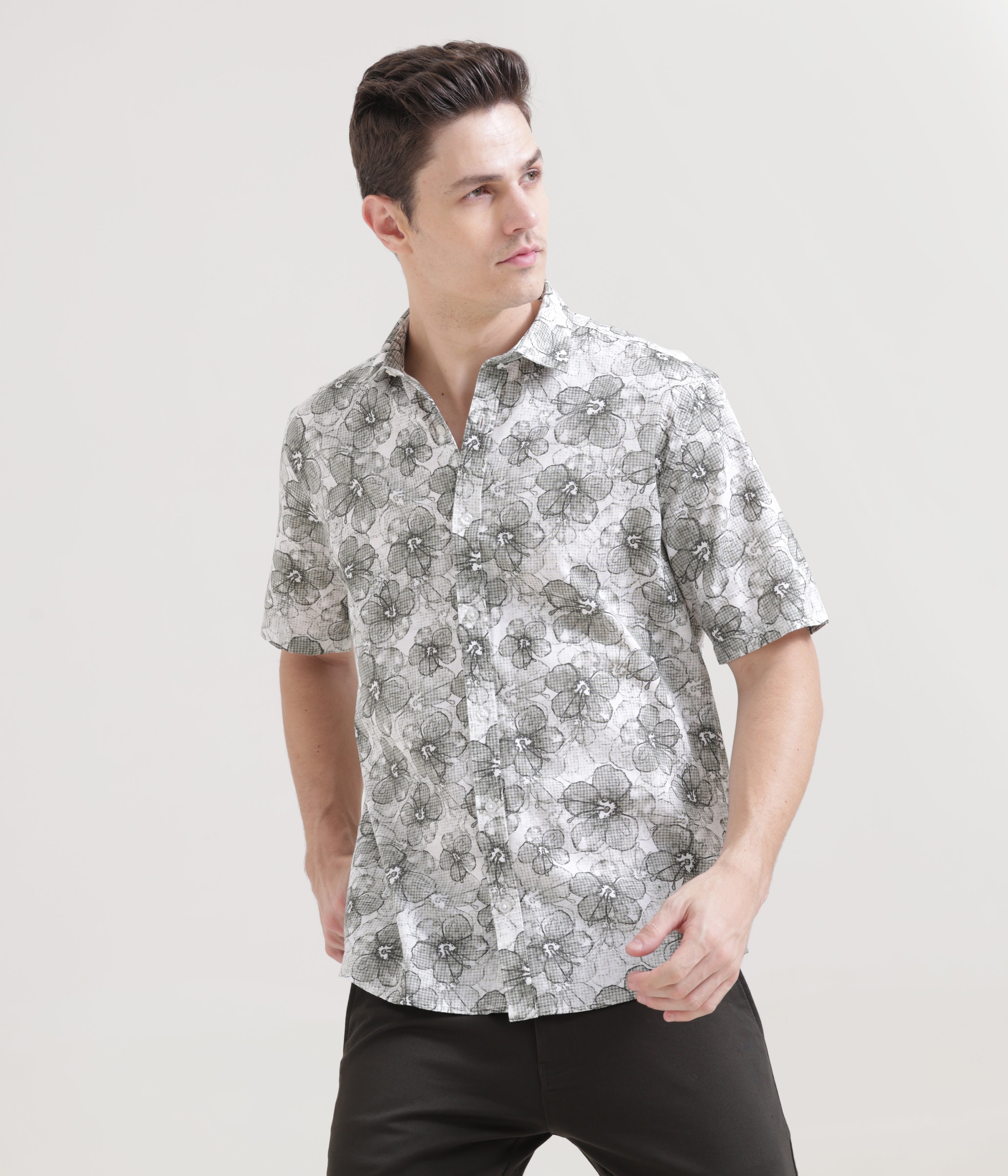 Olive Half Sleeve Slim Fit Shirt: Versatile Classic
