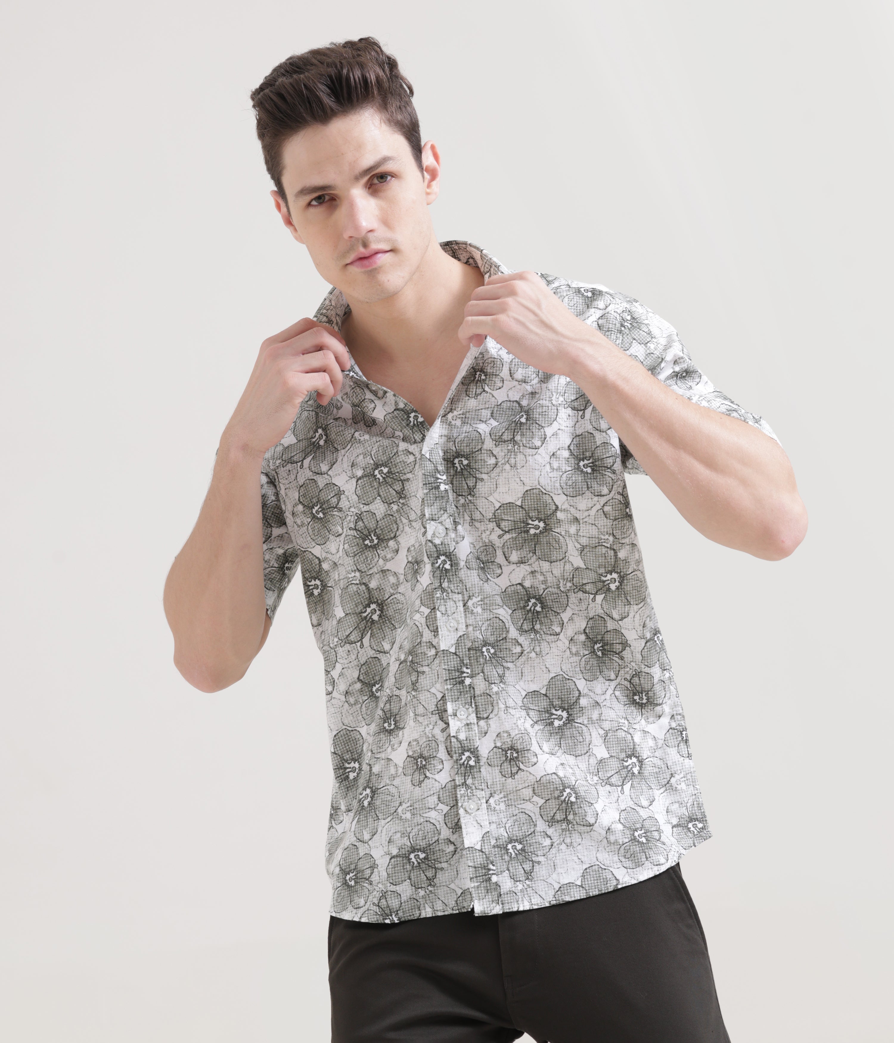 Olive Half Sleeve Slim Fit Shirt: Versatile Classic