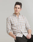 Check Printed Ivory Slim Fit Shirt: Versatile Style for Every Occasion
