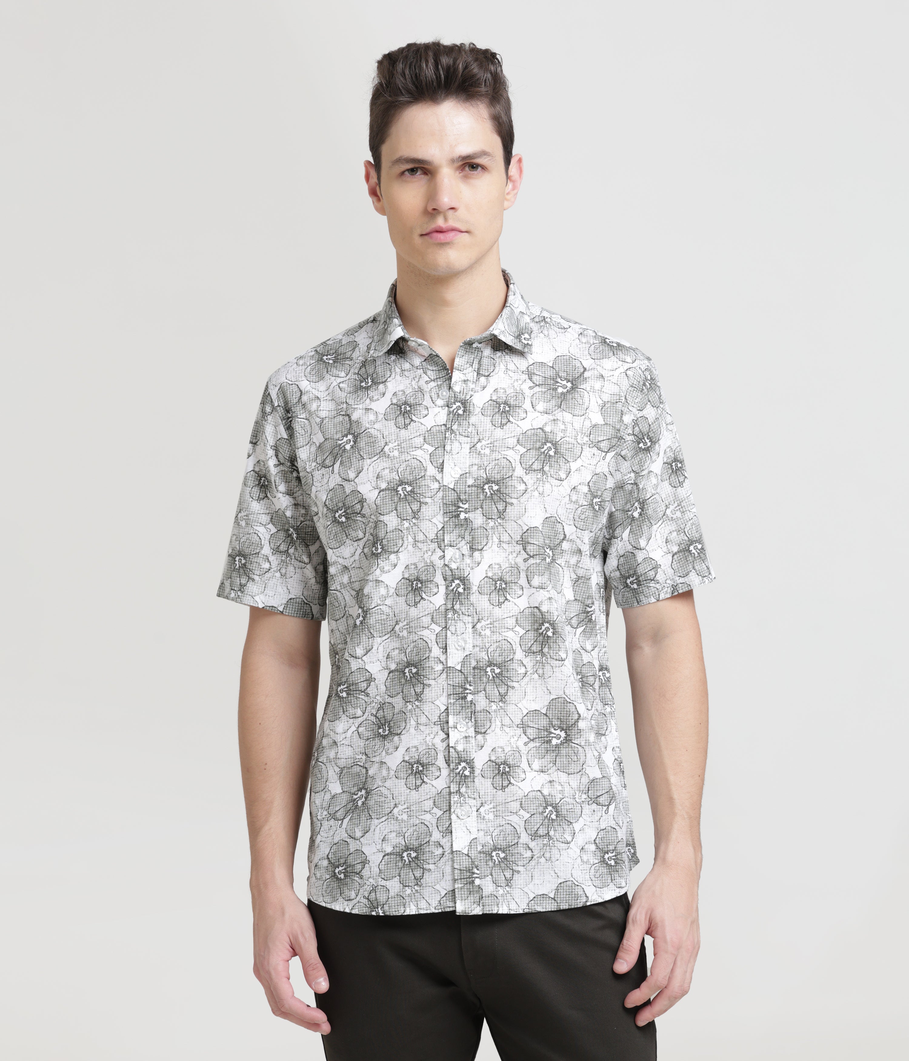 Olive Half Sleeve Slim Fit Shirt: Versatile Classic