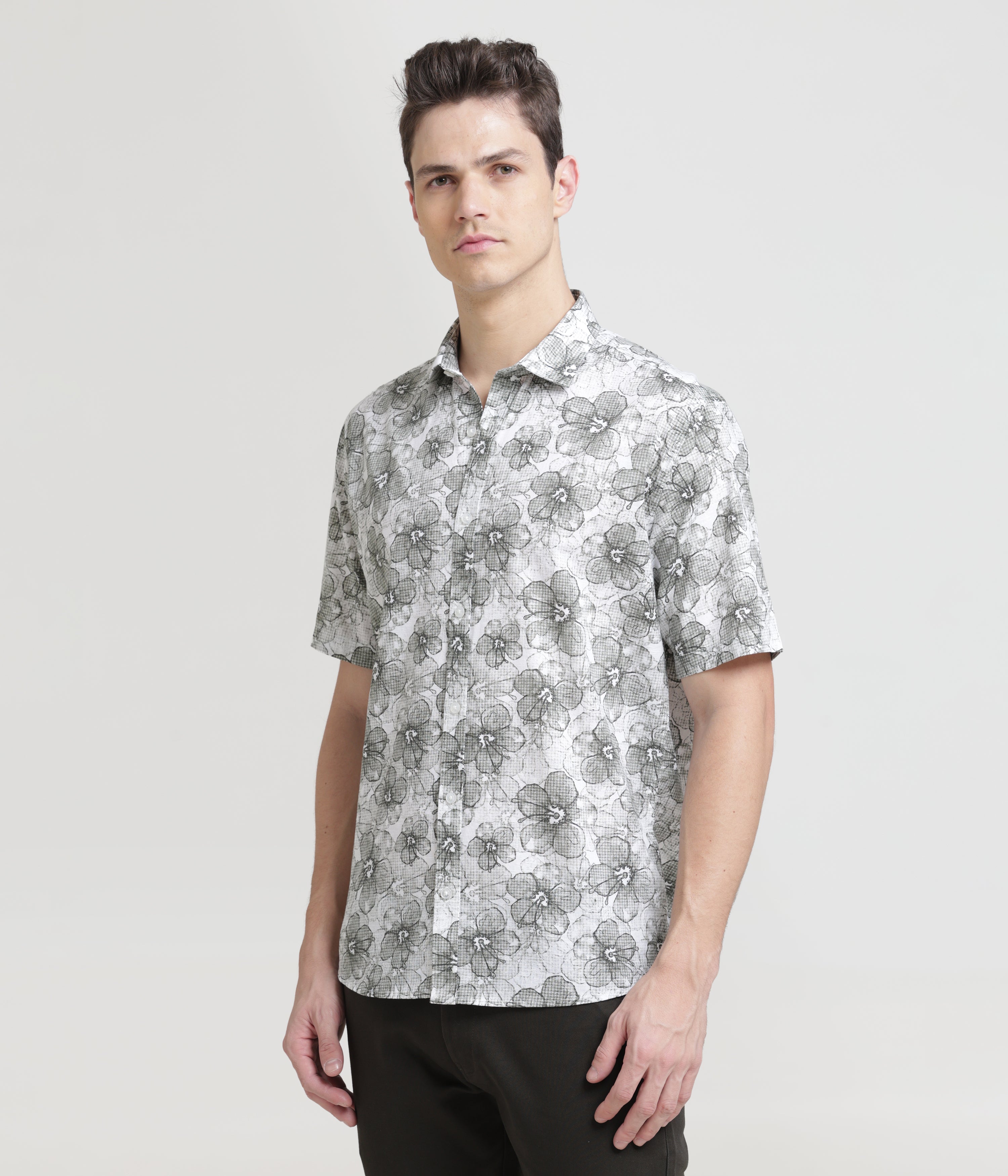 Olive Half Sleeve Slim Fit Shirt: Versatile Classic