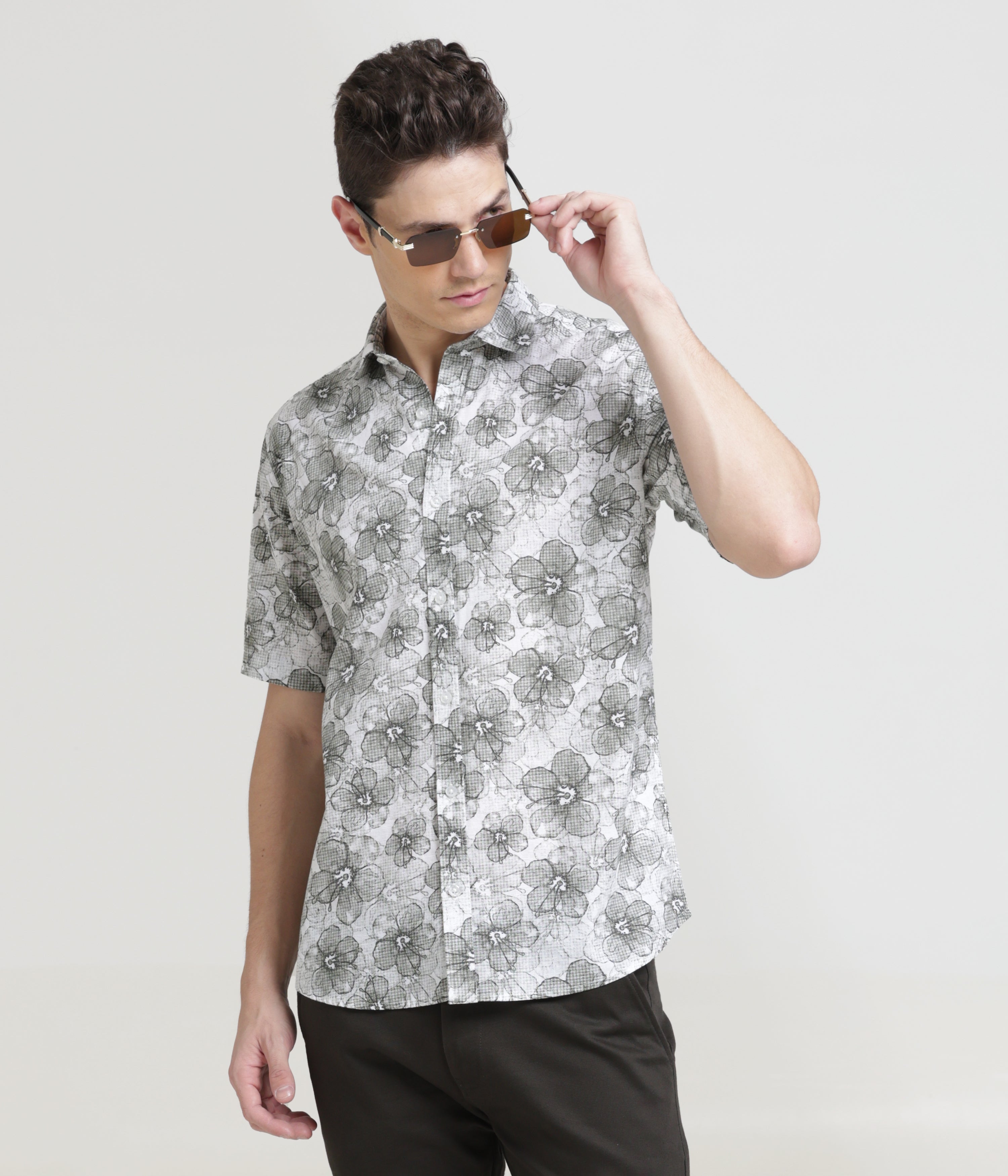 Olive Half Sleeve Slim Fit Shirt: Versatile Classic