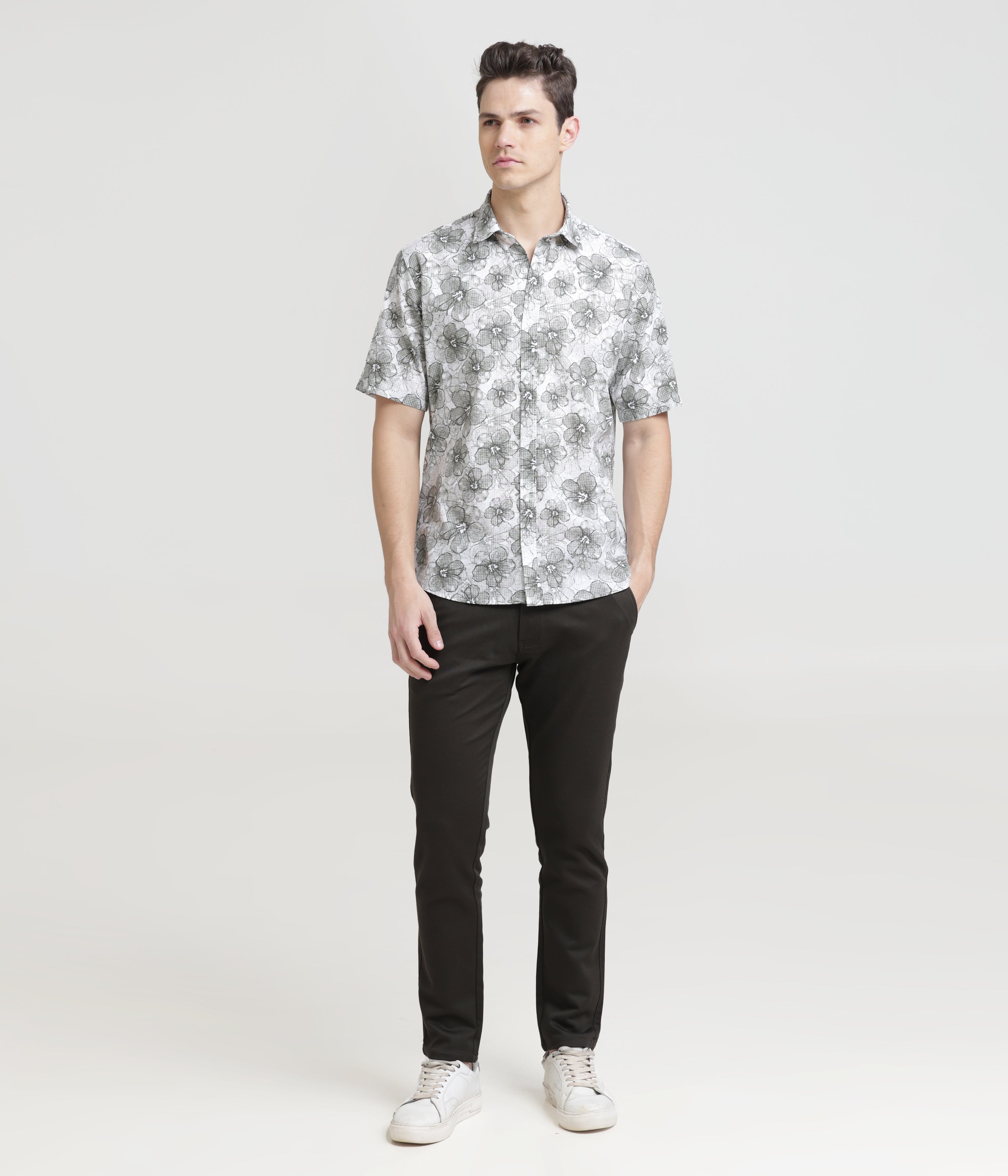 Olive Half Sleeve Slim Fit Shirt: Versatile Classic