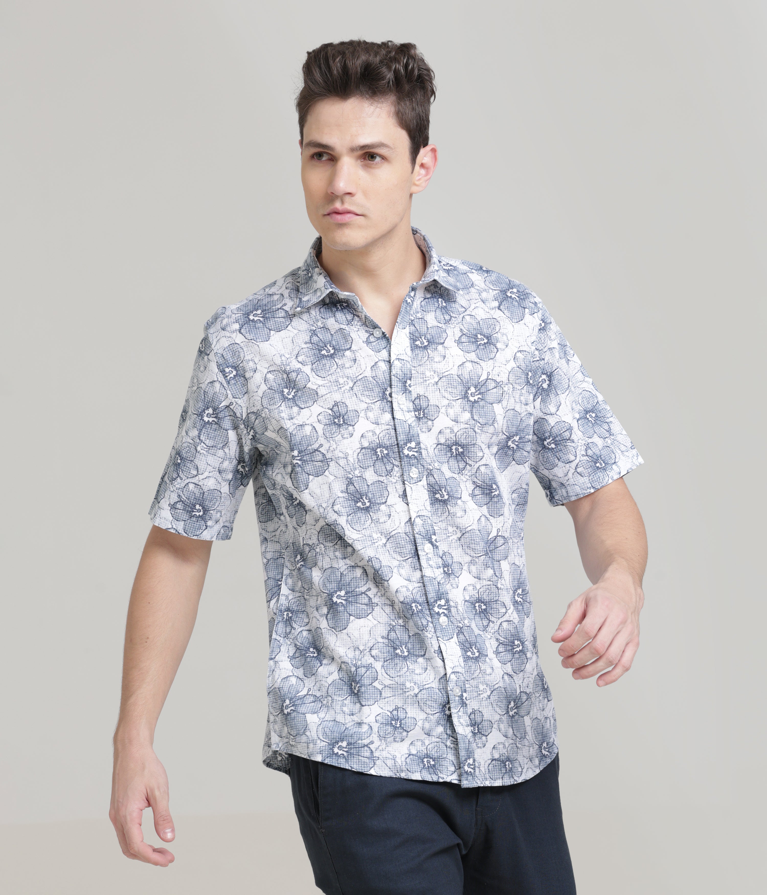Blue Half Sleeve Slim Fit Shirt: Versatile Classic