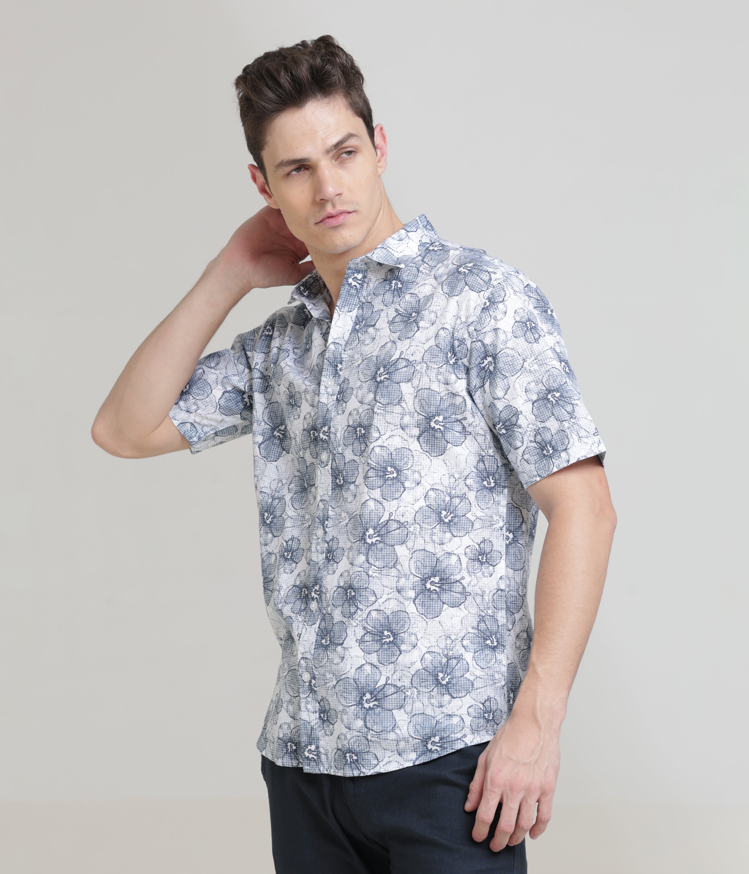 Blue Half Sleeve Slim Fit Shirt: Versatile Classic