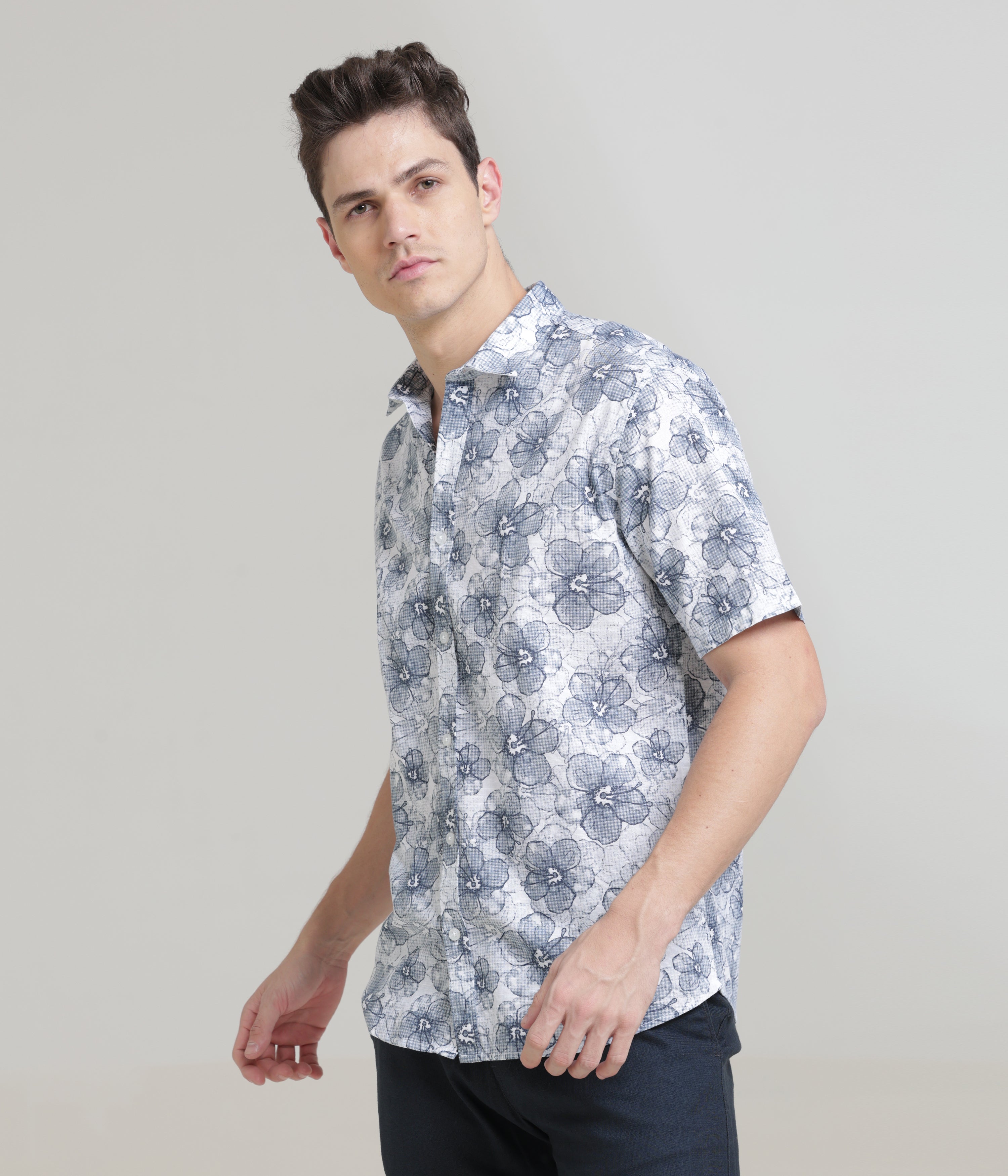 Blue Half Sleeve Slim Fit Shirt: Versatile Classic