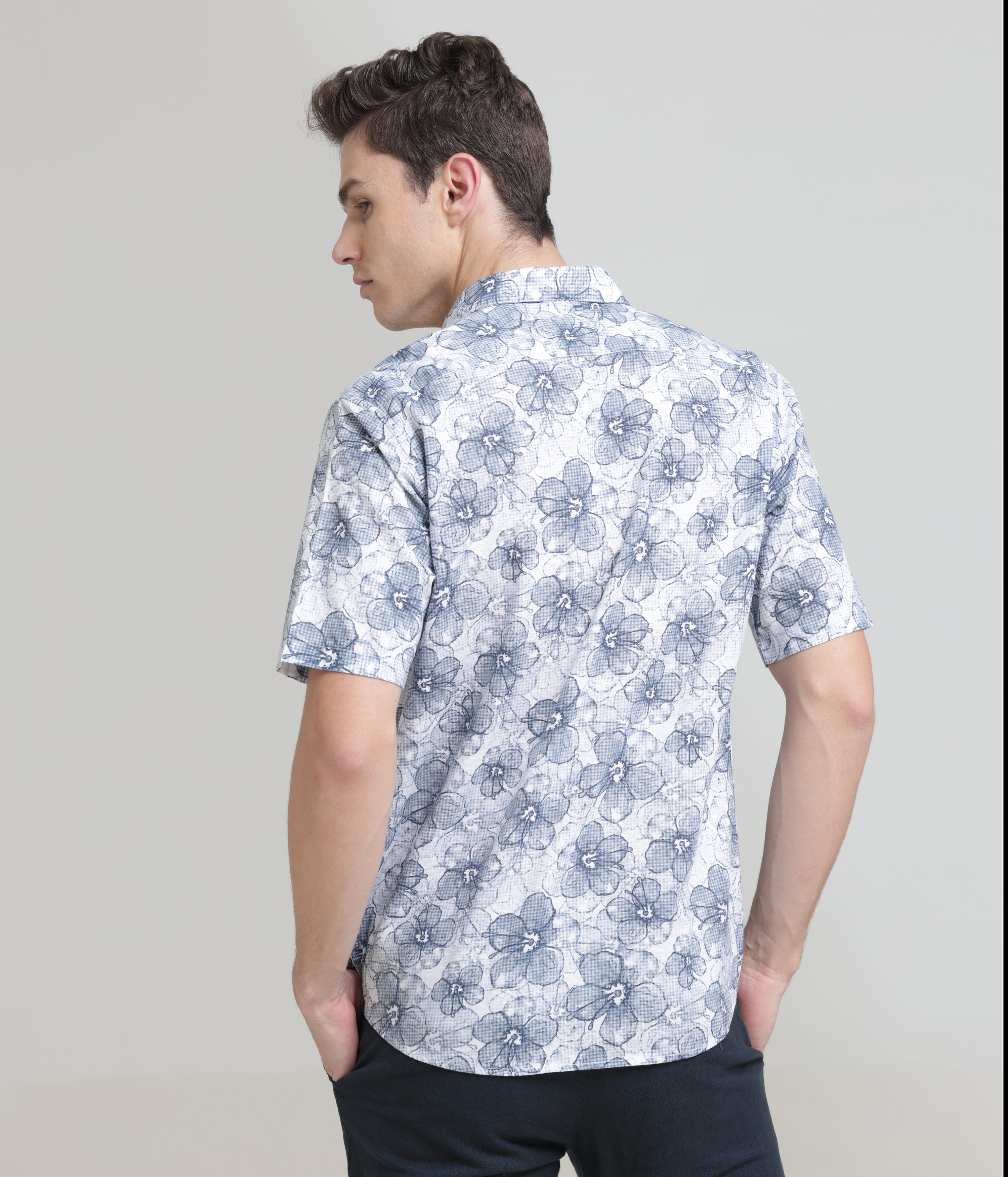 Blue Half Sleeve Slim Fit Shirt: Versatile Classic