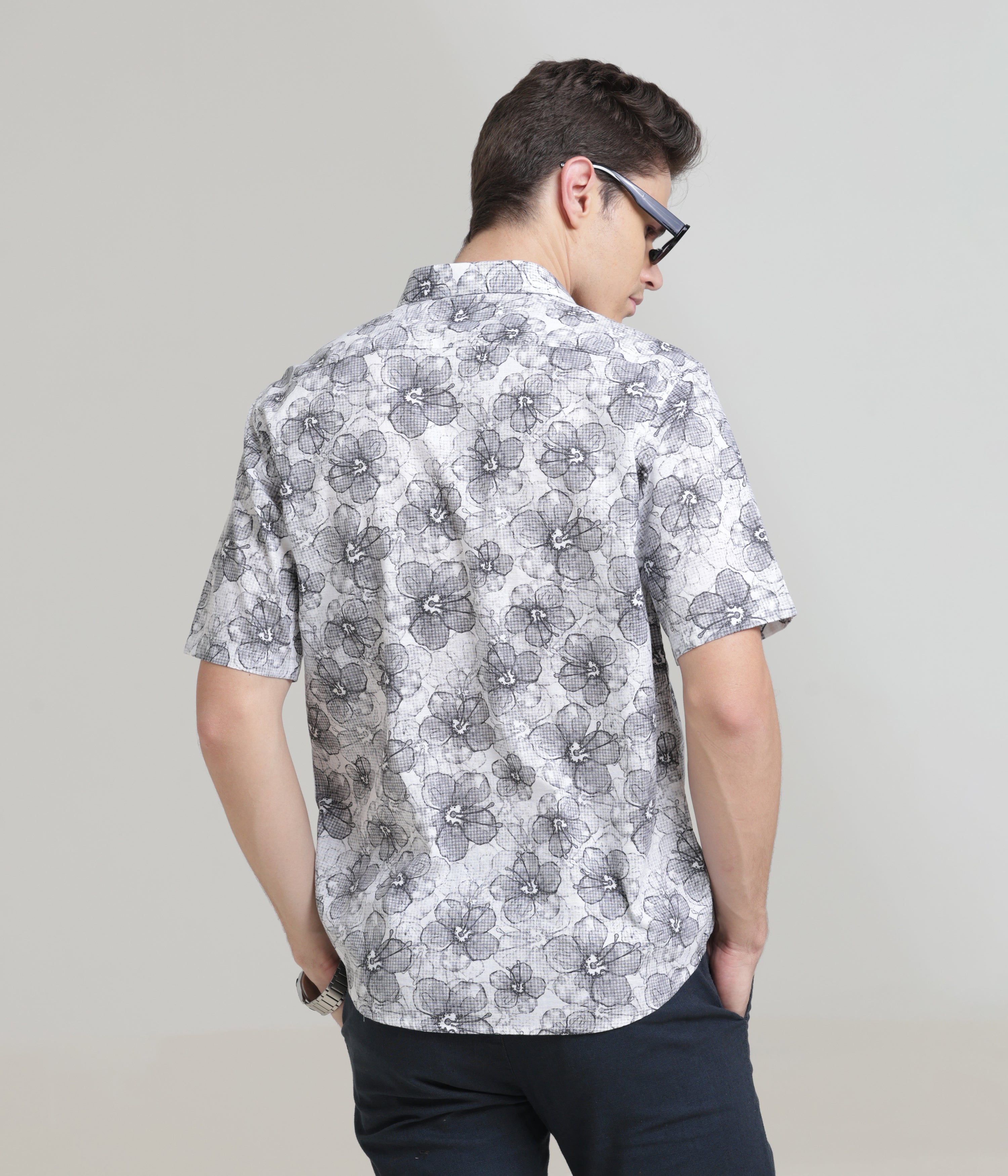 Grey Half Sleeve Slim Fit Shirt: Versatile Elegance