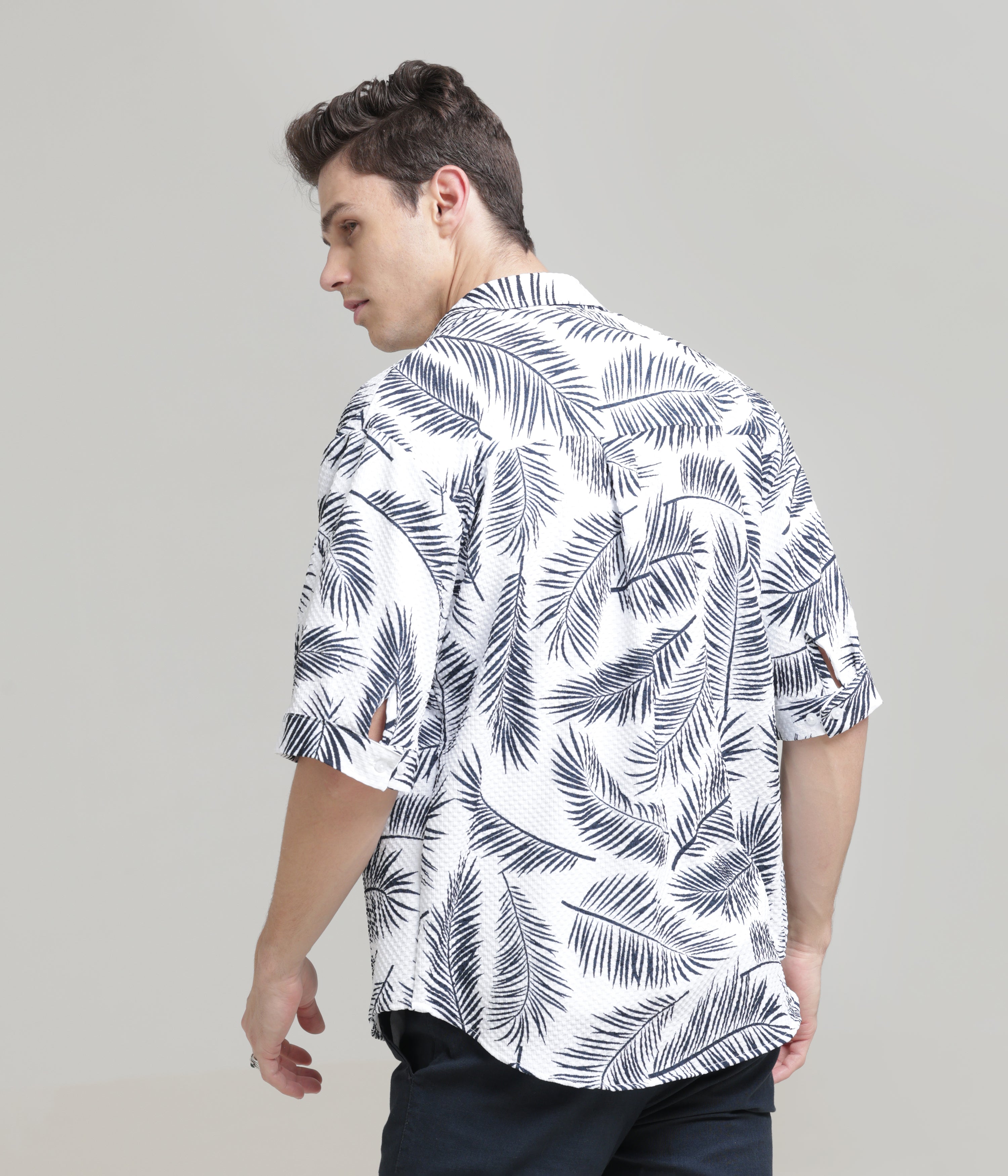 Oversized Printed Shirt in Imported Fabric