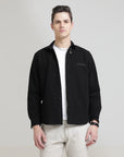 Black Classic Fit Heavy Twill Shirt: Hidden Placket, All-Day Comfort