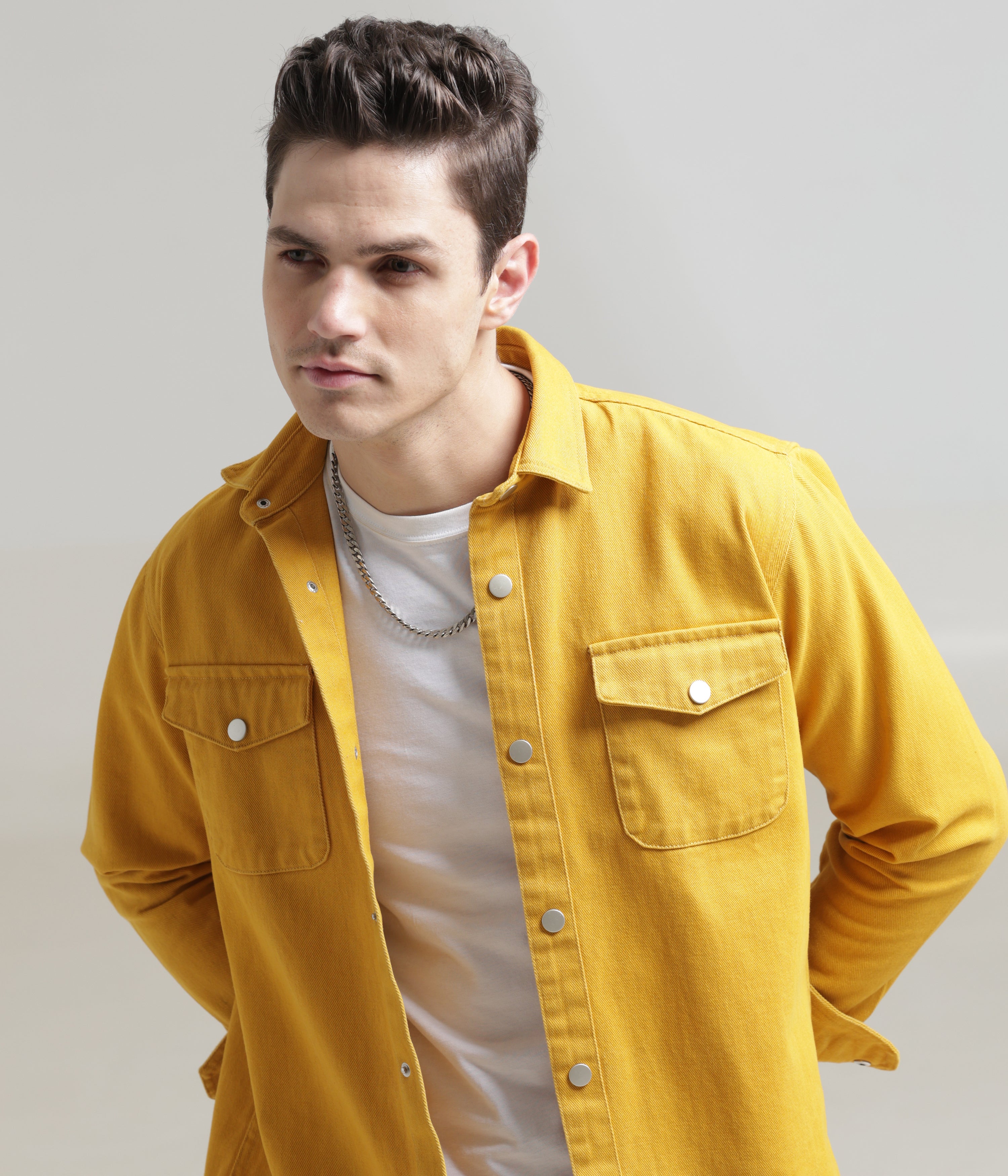 Yellow Classic Fit Double Pocket Shirt in Heavy Twill Cotton – Address  Apparels