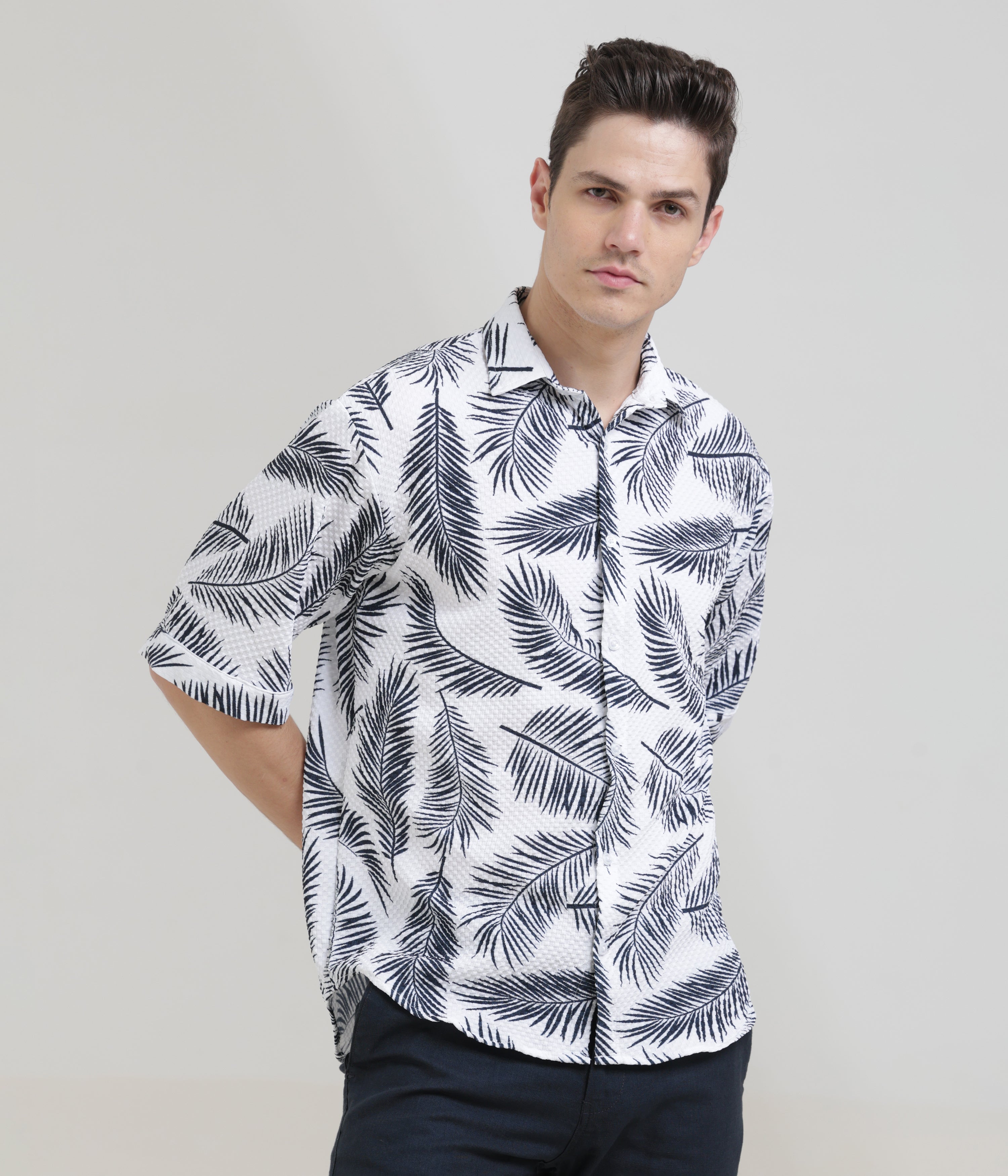 Oversized Printed Shirt in Imported Fabric