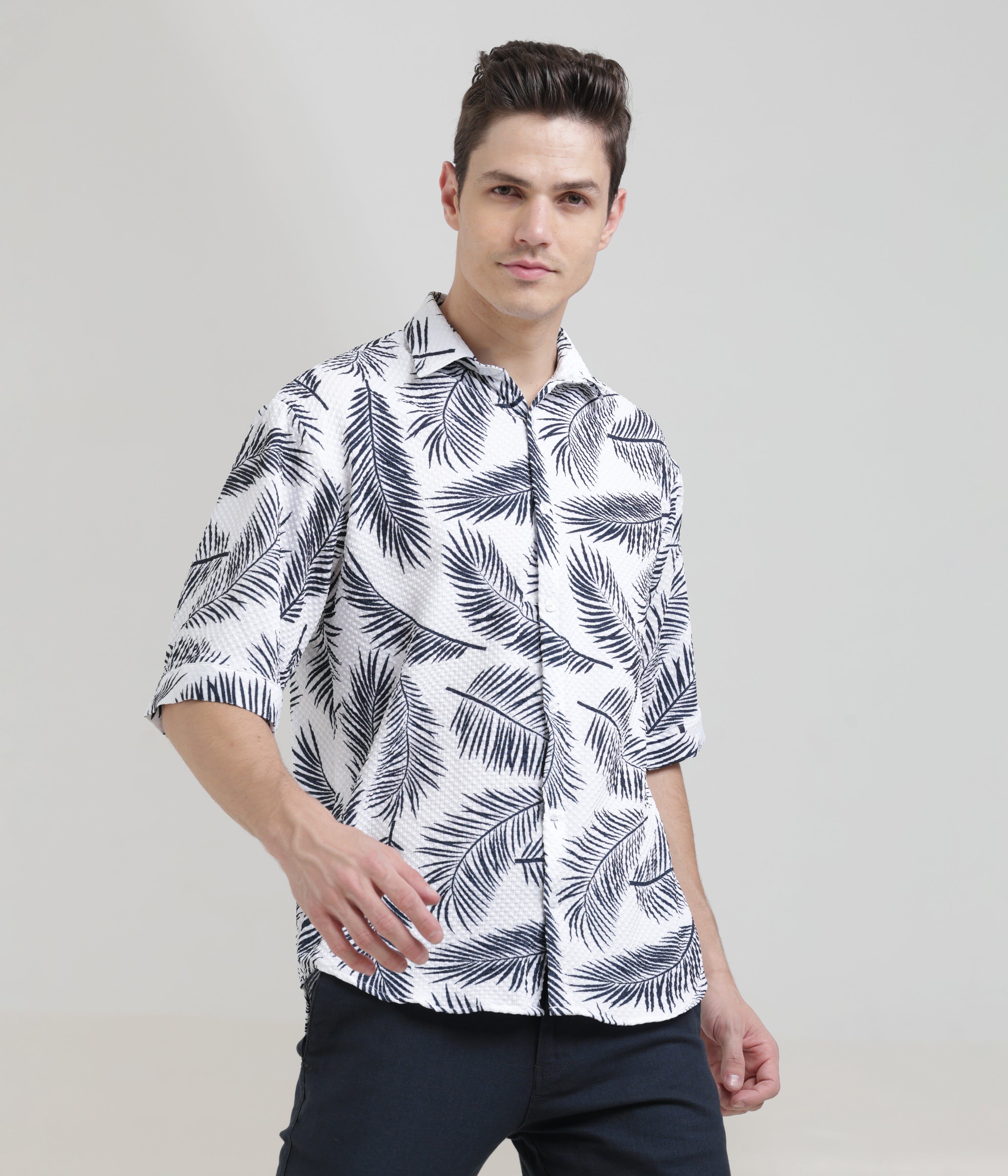 Oversized Printed Shirt in Imported Fabric