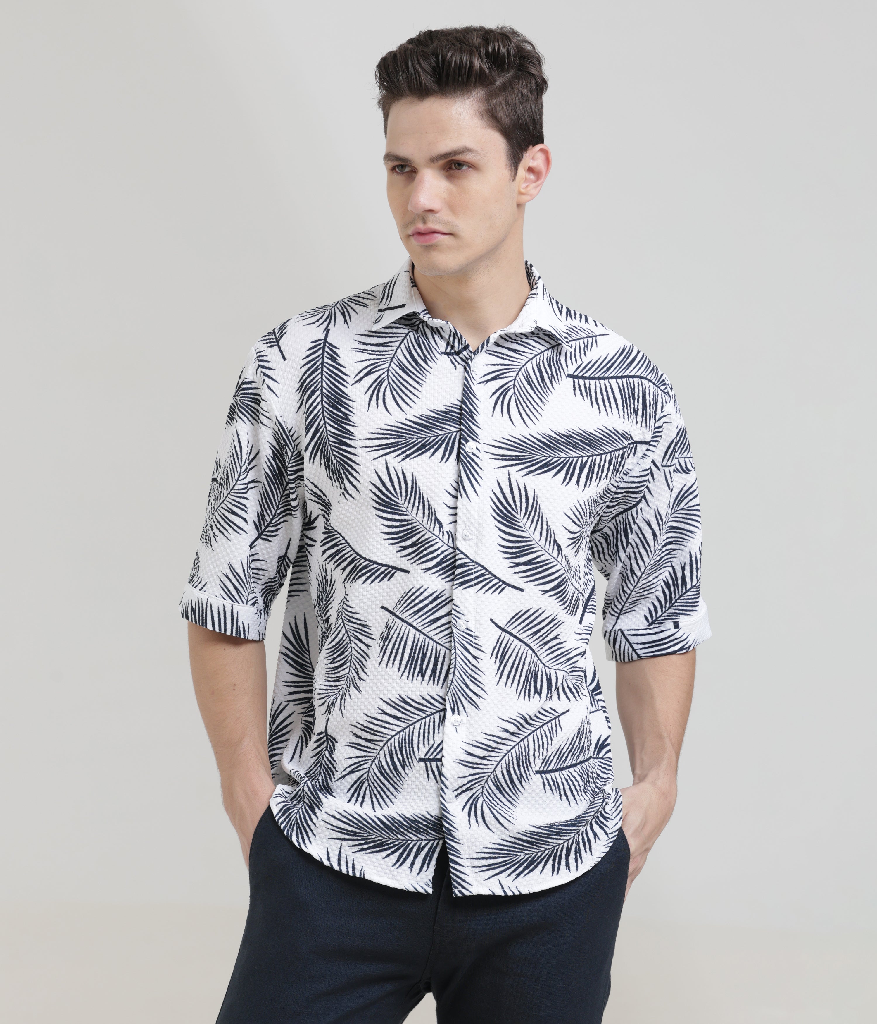 Oversized Printed Shirt in Imported Fabric