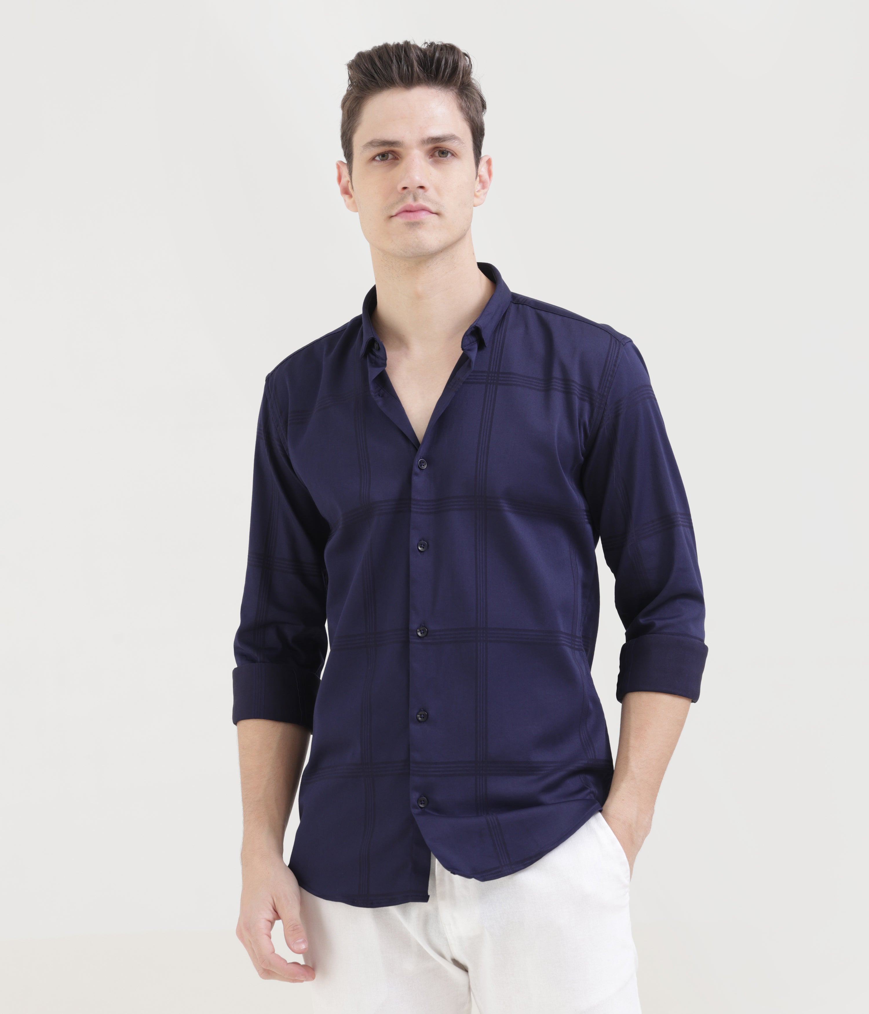 Navy Blue Slim Fit Shirt: Versatile Style for Any Occasion
