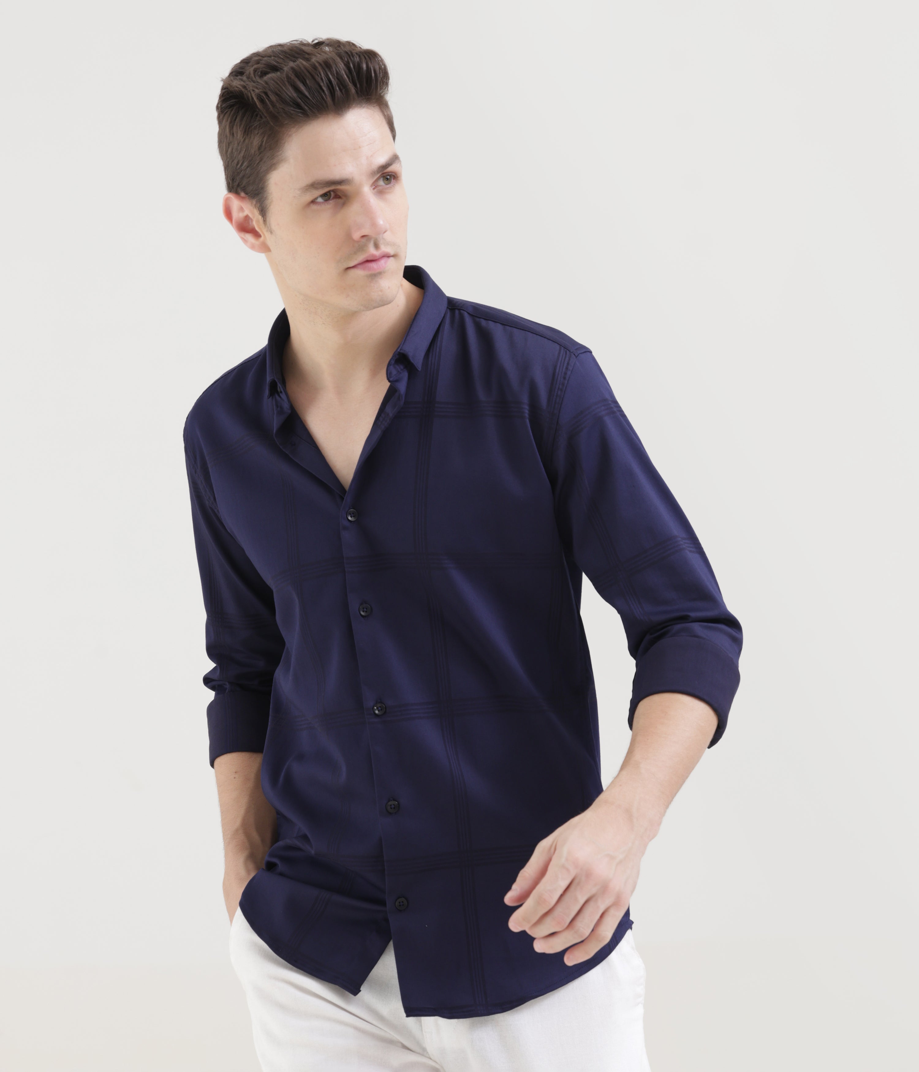 Navy Blue Slim Fit Shirt: Versatile Style for Any Occasion