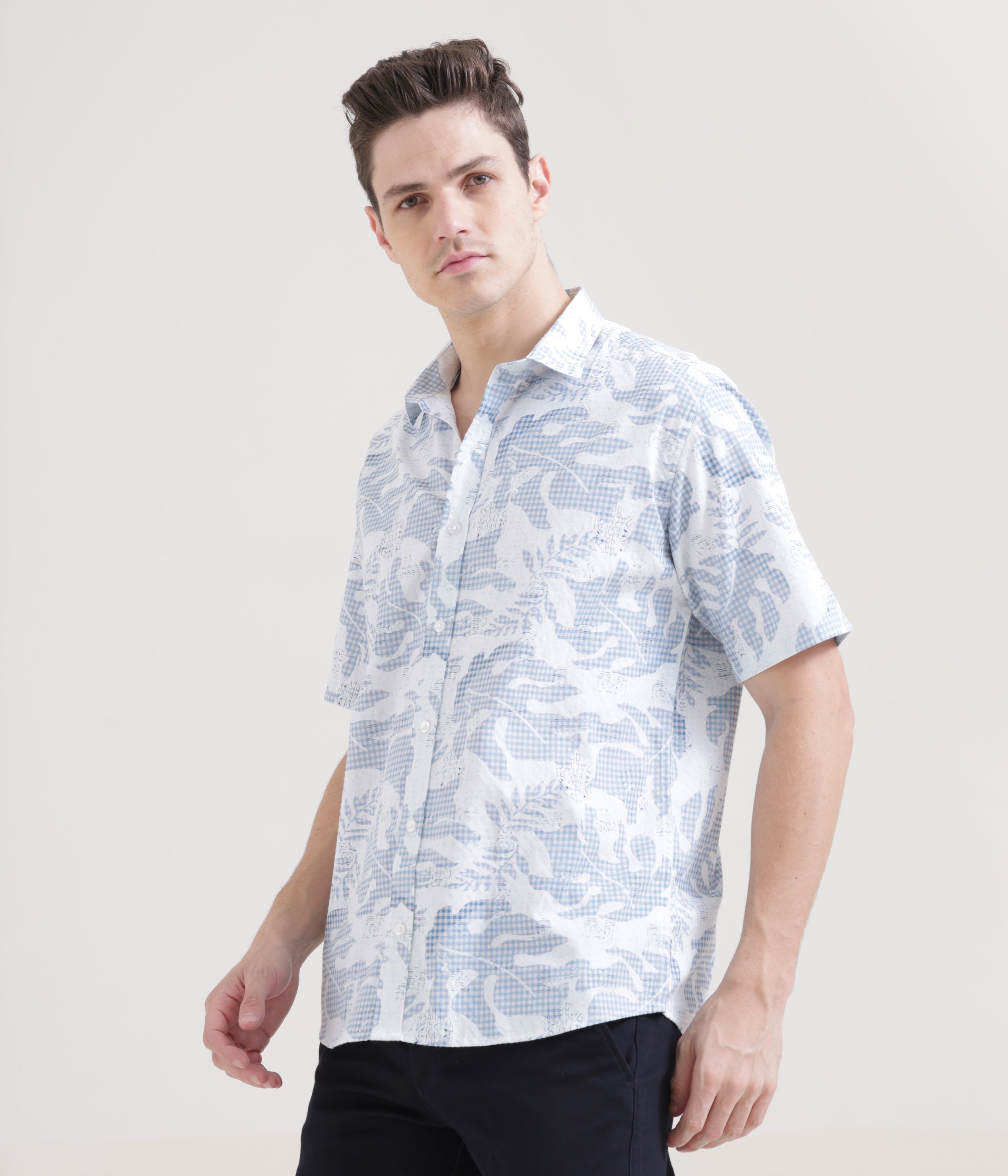 Blue Half Sleeve Classic Fit Shirt: Versatile Style