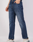 Regular Fit Stretchable Dark Blue Denim Pants