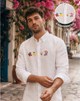 Riviera Escape White Embroidered Relaxed Fit Shirt