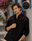 Watermelon Embroidery Linen Relaxed Fit Shirt