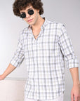 Light yellow check supima slim fit shirt