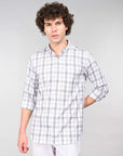 Light yellow check supima slim fit shirt