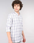 Light yellow check supima slim fit shirt