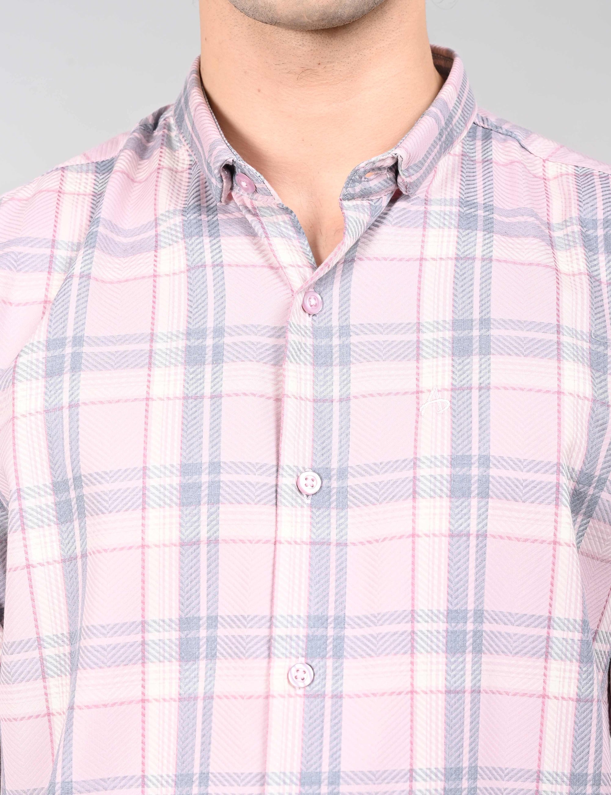 Dusty Pink supima slim fit check shirt
