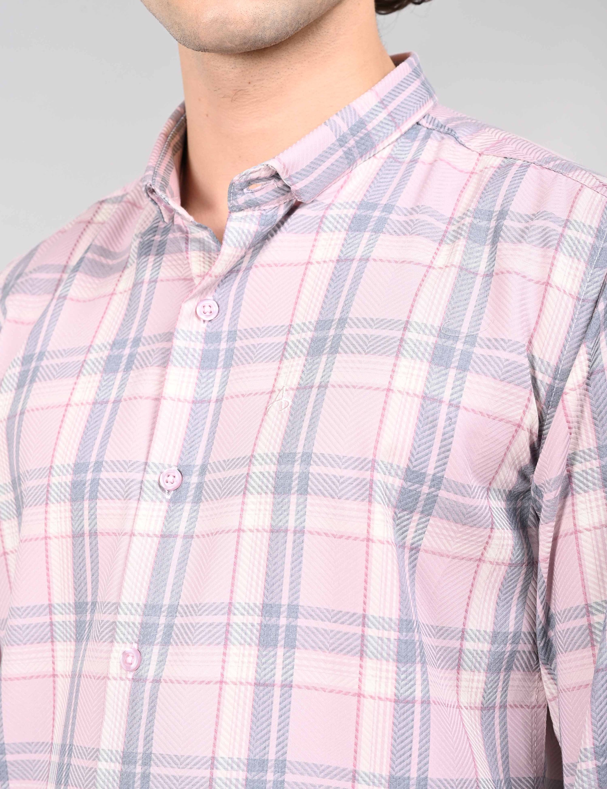 Dusty Pink supima slim fit check shirt