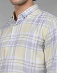 Full sleeve tea green slim fit check shirt