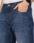 Regular Fit Stretchable Dark Blue Denim Pants