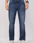 Regular Fit Stretchable Dark Blue Denim Pants