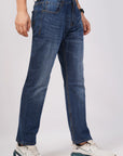Regular Fit Stretchable Dark Blue Denim Pants